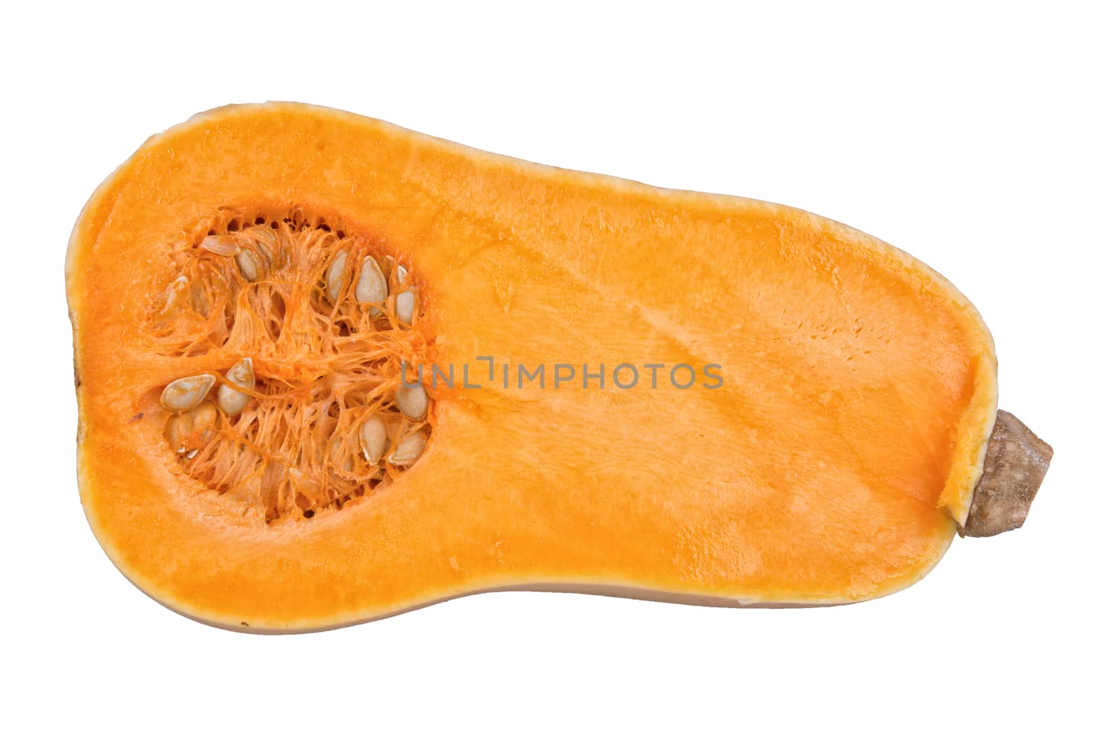 Cut pumpkin isolated on white background