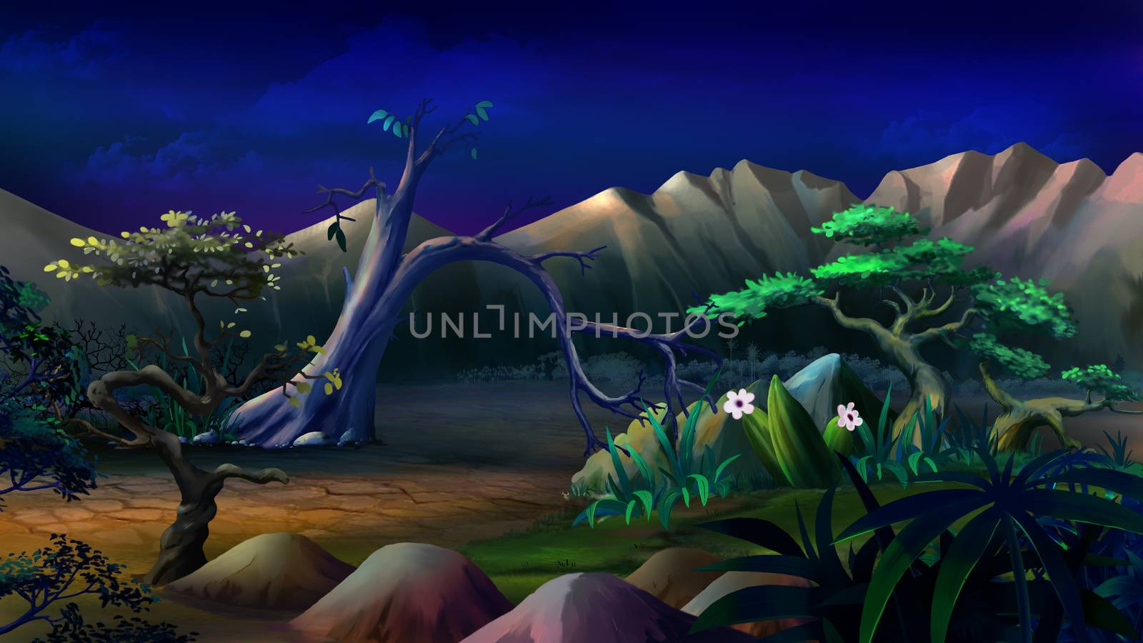 African Landscape in a Summer Night. by Multipedia