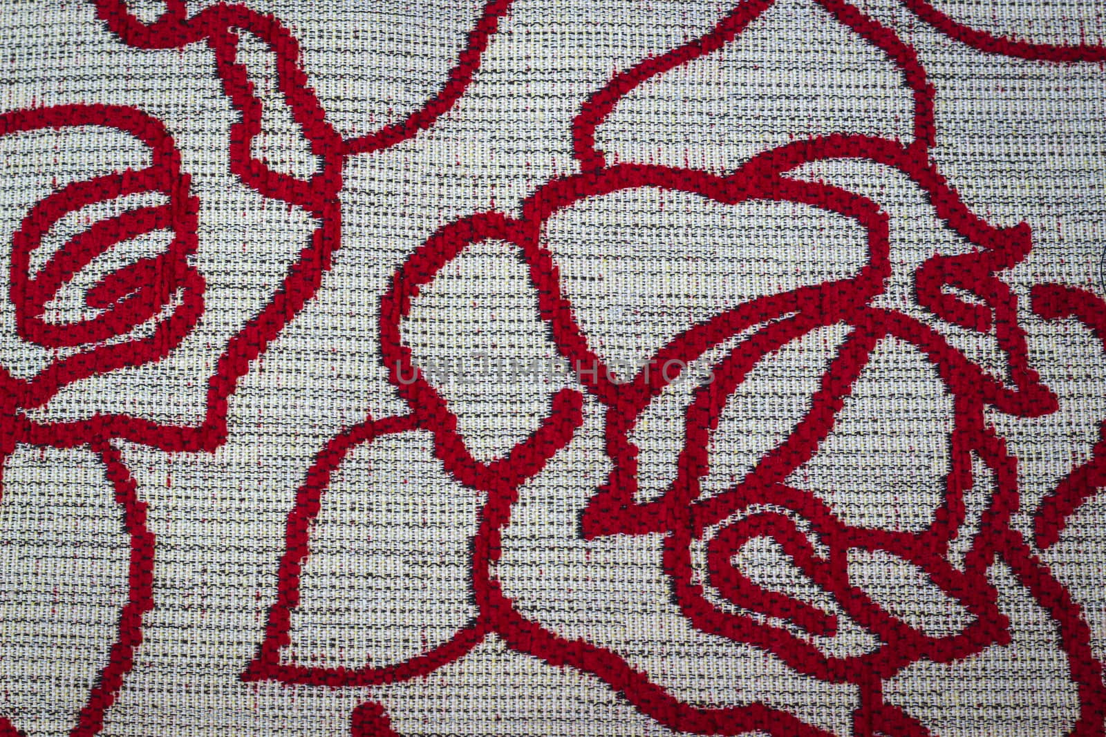 Rustic canvas fabric texture in white and red color.