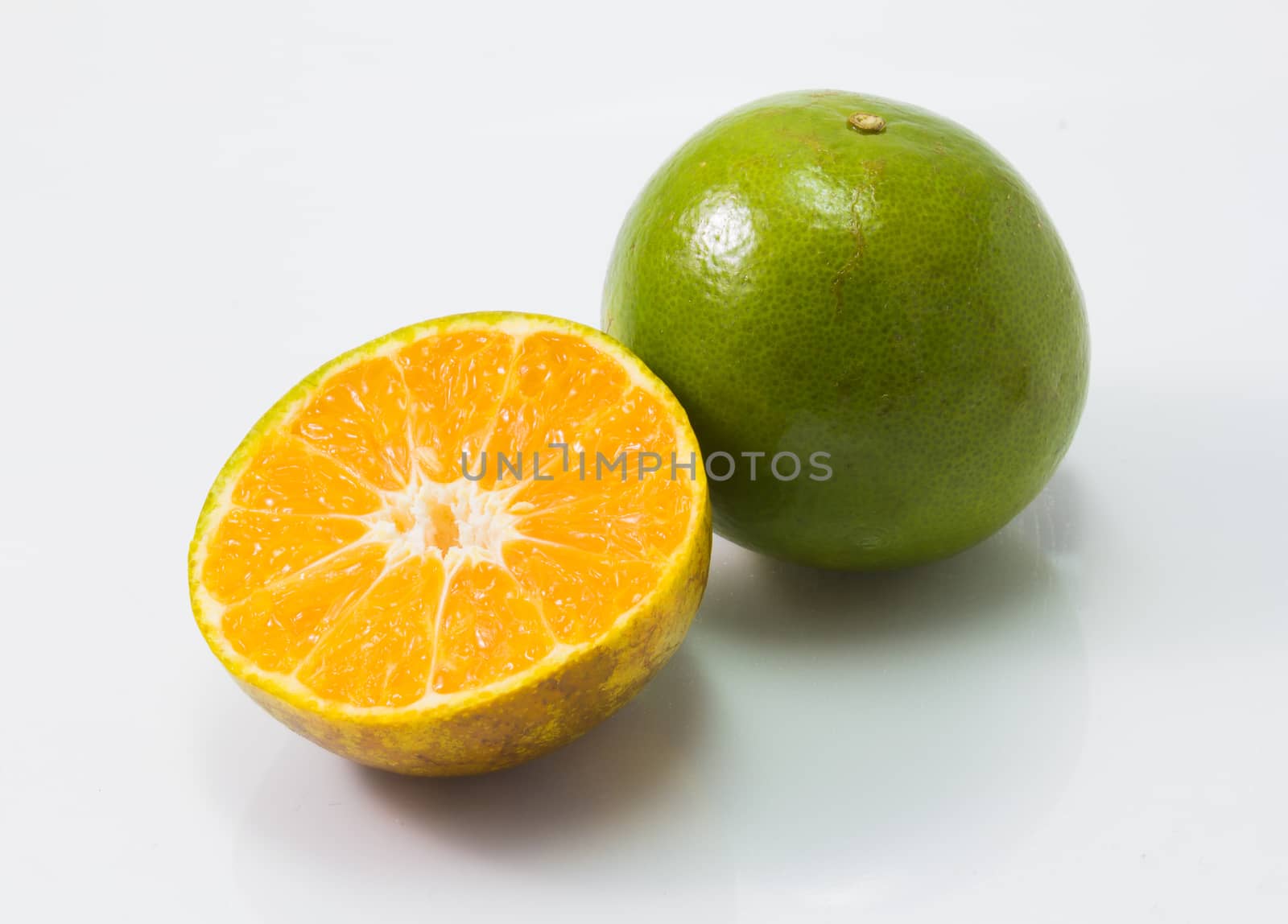 fresh tangerine orange isolated  on white background
