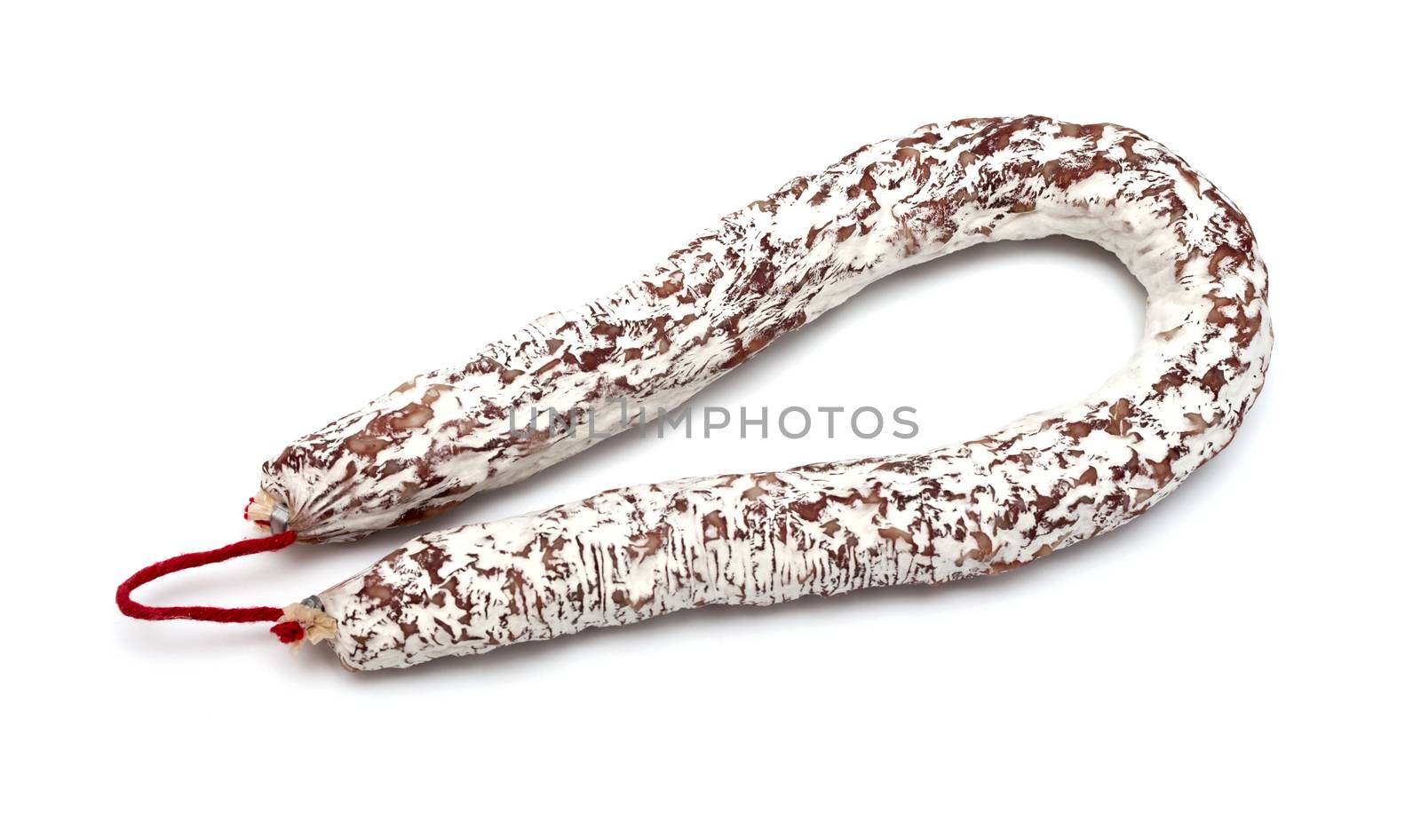 Ring of sausage isolated on a white background
