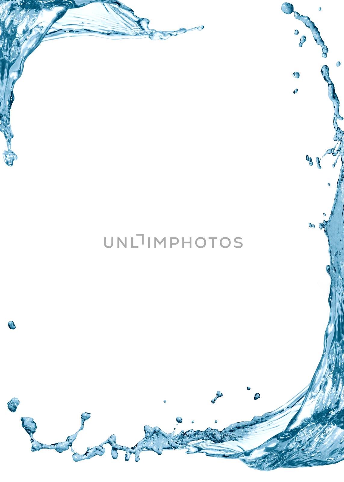 Nice frame made from splashing water on white background