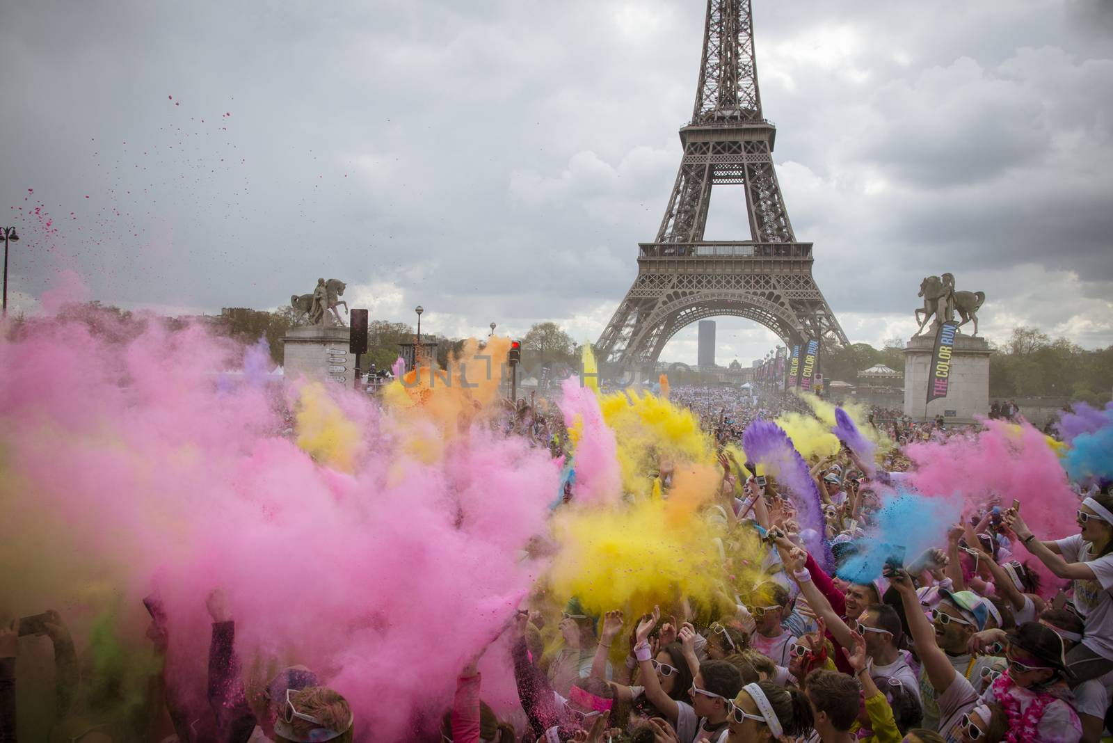 France: Over 30,000 participants attends a concert at the end of the Color Run by Sephora in Paris on April 17, 2016.