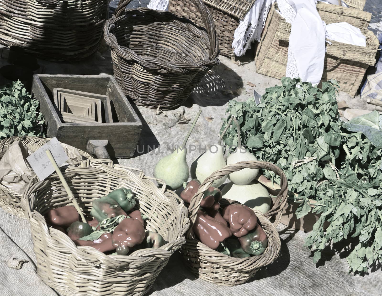 Vegetable Market in the Portugal City, Vintage Style Toned Picture