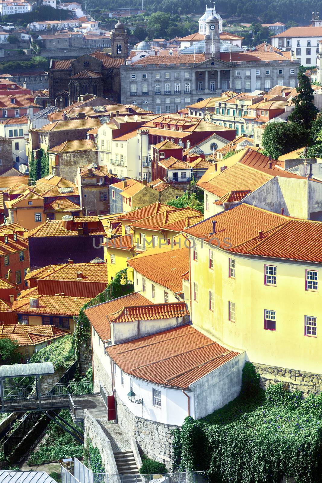 View to Historic Center City of Porto in Portugal, Vintage Style Toned Picture