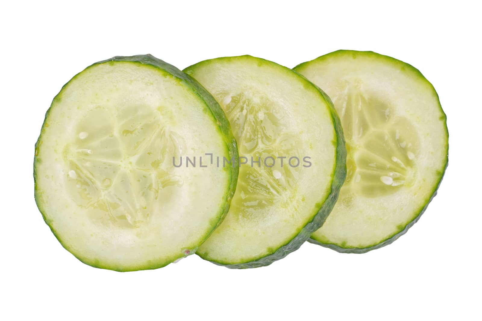 A slices of cucumber isolated over white background