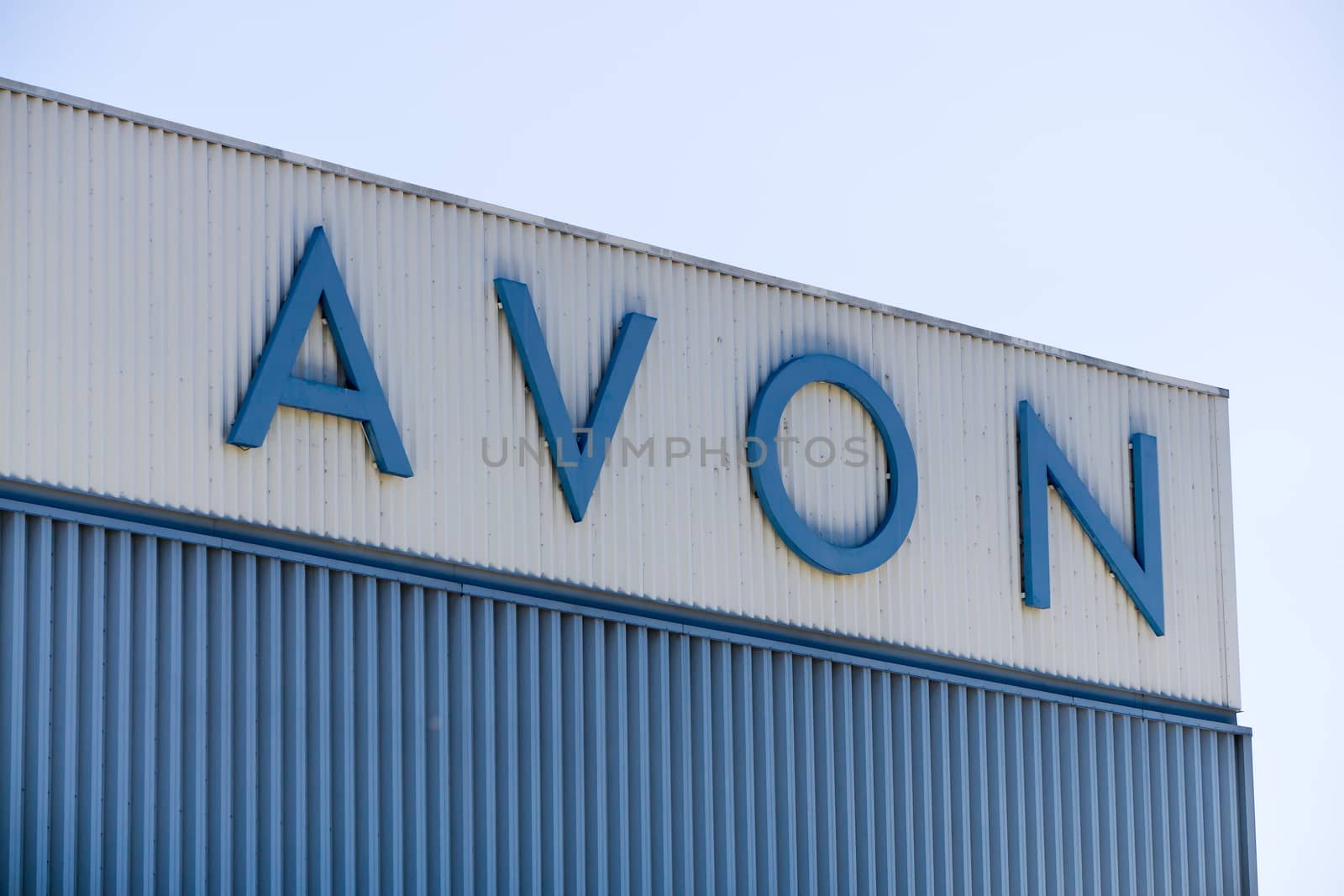 PASADENA, CA/USA - APRIL 16, 2016: Avon Corporation distribution center and logo. Avon Products, Inc, is an American international manufacturer and direct selling company in beauty products.