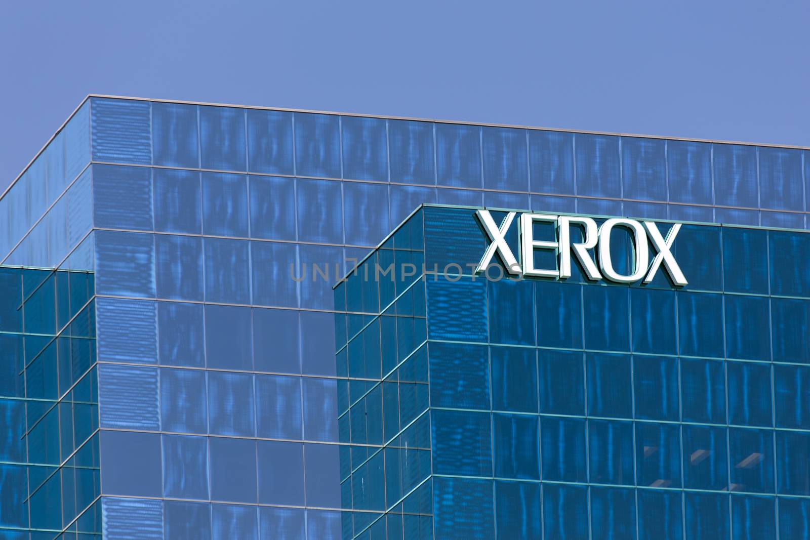 SANTA ANA, CA/USA - APRIL 16, 2016: Xerox regional headquarters office. Xerox Corporation is an American corporation that sells business services and document technology products.