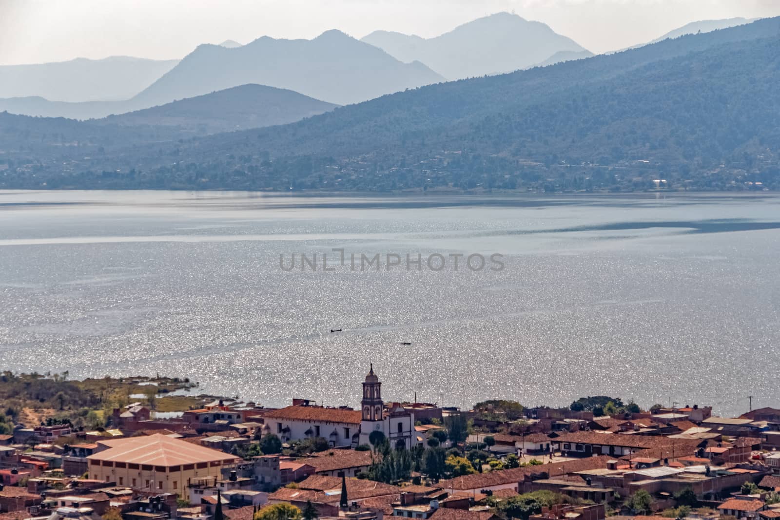 View of Lake Patzcuaro in Michoacan Mexico by lprising