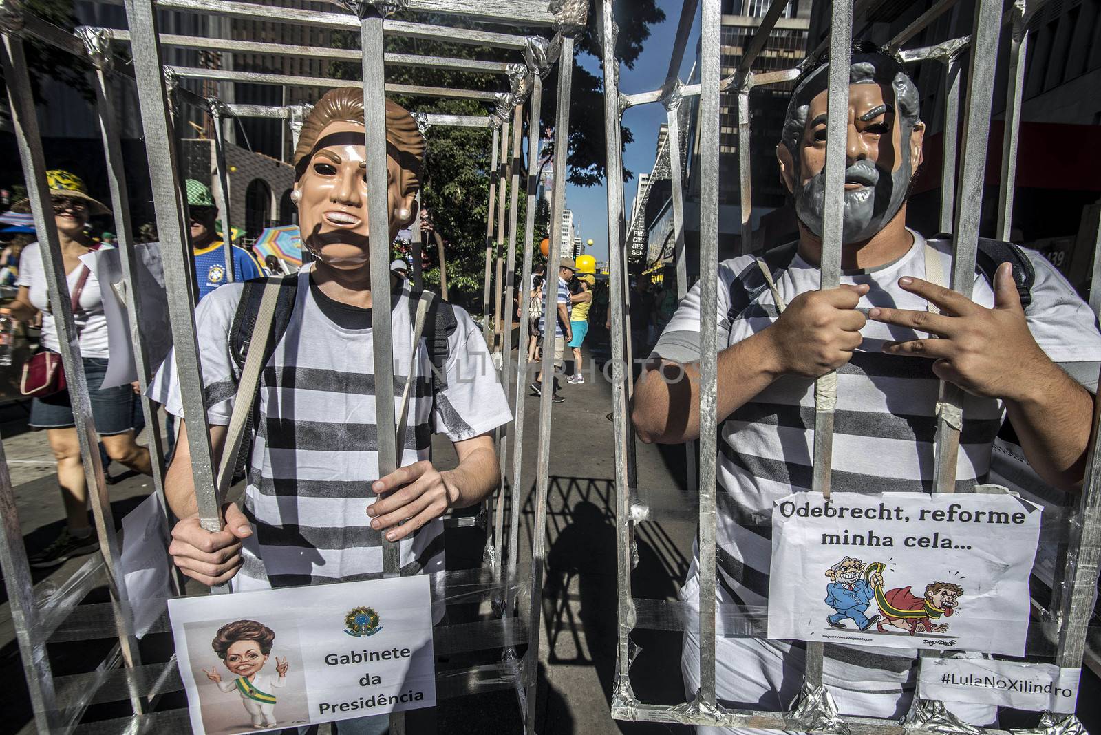BRAZIl, Sao Paulo: Activists supporting the impeachment of President Dilma Rousseff take part in a protest in Sao Paulo, on April 17, 2016. Brazilian lawmakers on Sunday reached the two thirds majority necessary to authorize impeachment proceedings against President Dilma Rousseff. The lower house vote sends Rousseff's case to the Senate, which can vote to open a trial. A two thirds majority in the upper house would eject her from office. Rousseff, whose approval rating has plunged to a dismal 10 percent, faces charges of embellishing public accounts to mask the budget deficit during her 2014 reelection.