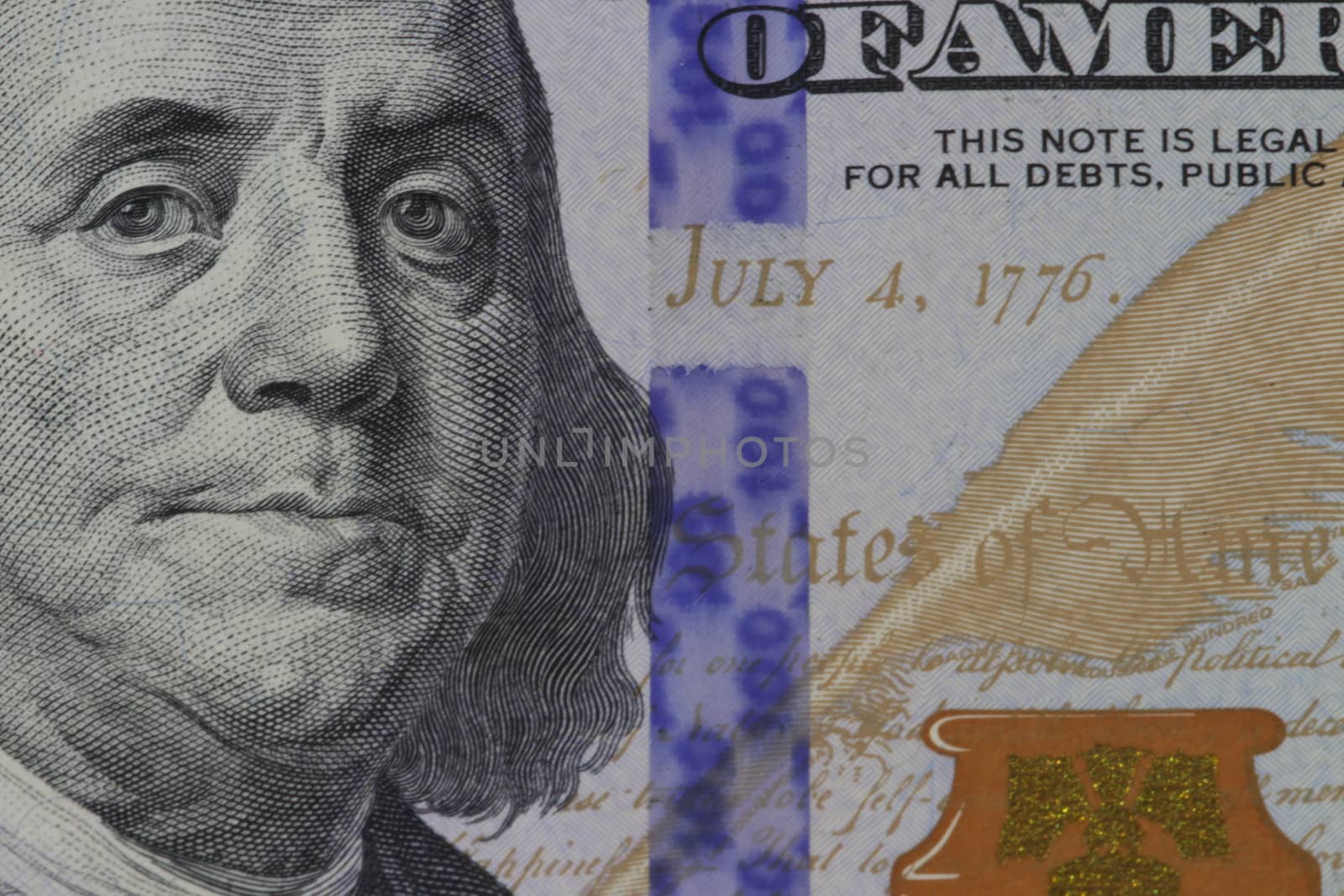 American dollar money Franklin portrait close-up