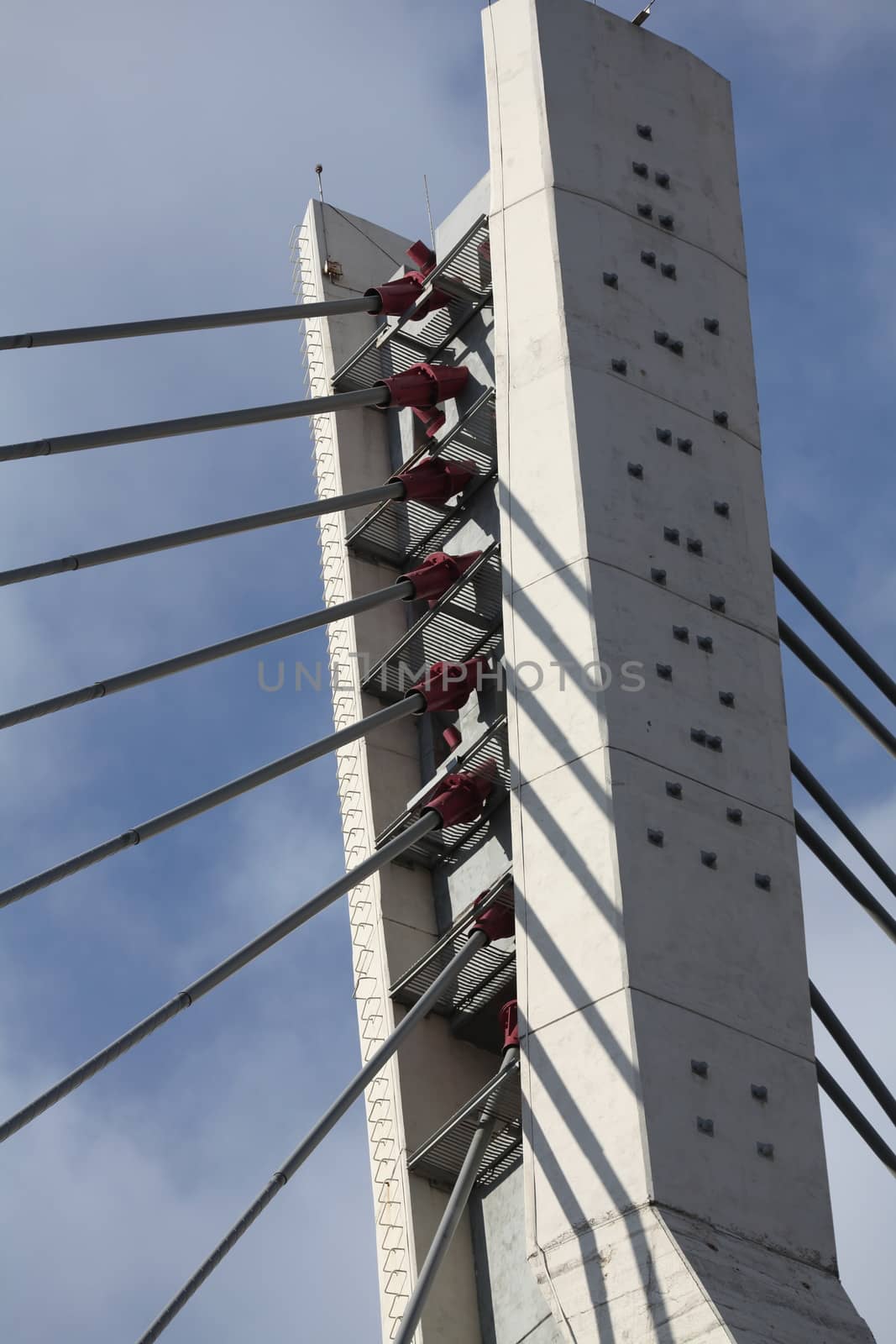 Abstract shape of a contemporary suspension bridge