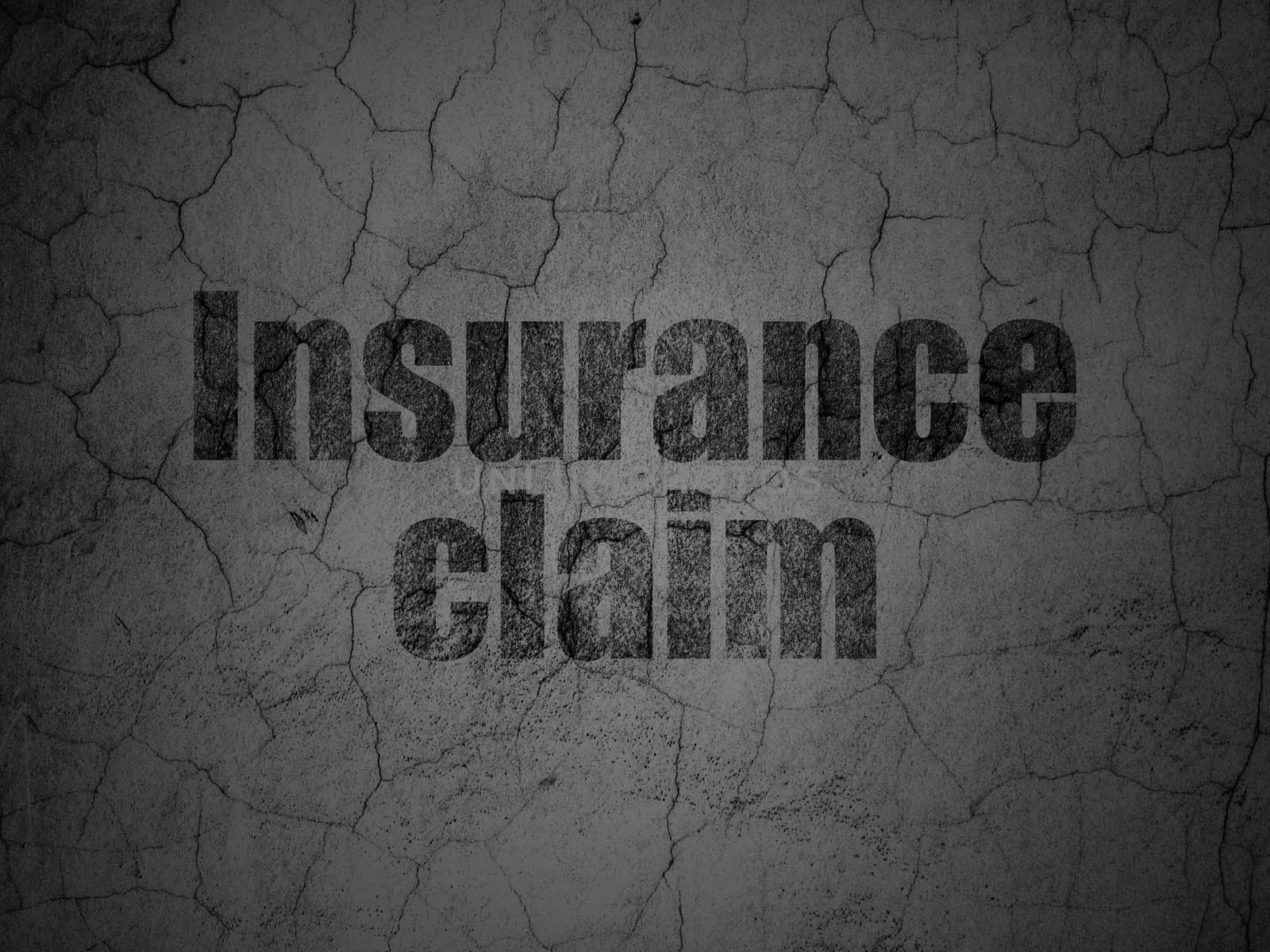 Insurance concept: Black Insurance Claim on grunge textured concrete wall background