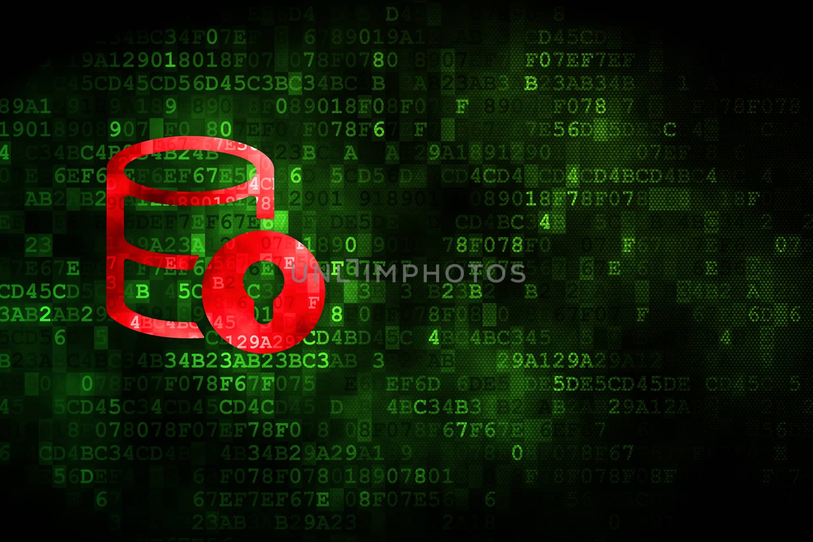 Programming concept: Database With Lock on digital background by maxkabakov