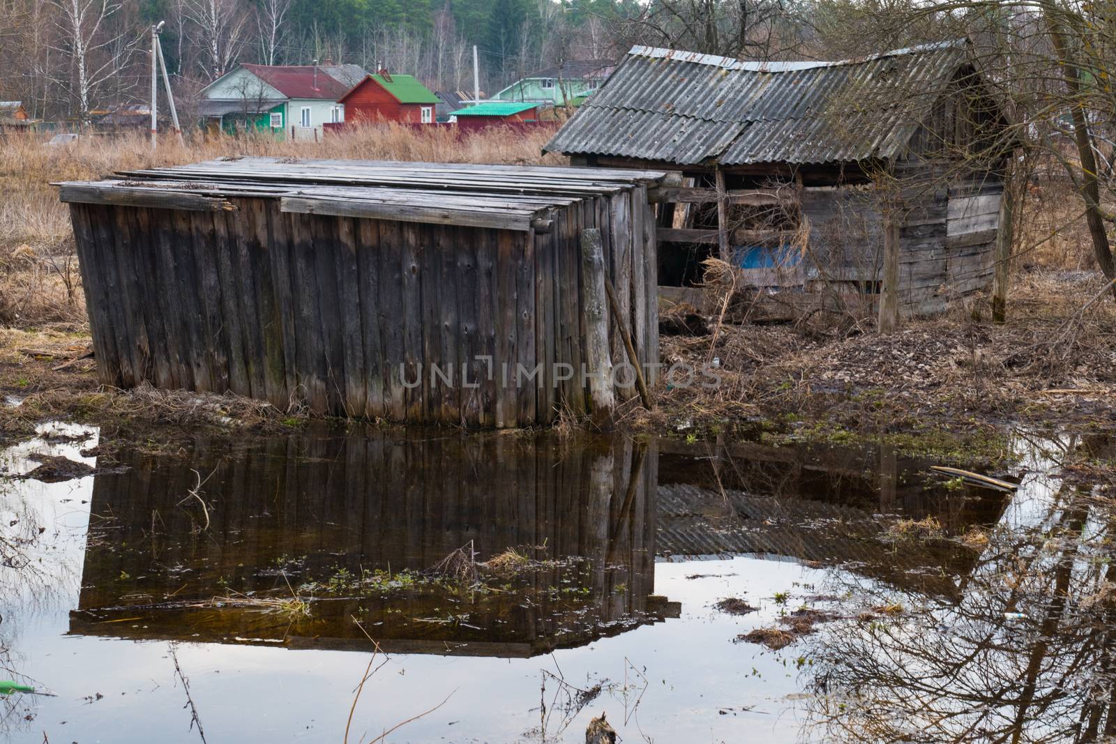 Old poor village and spring flooding  7.4.2016