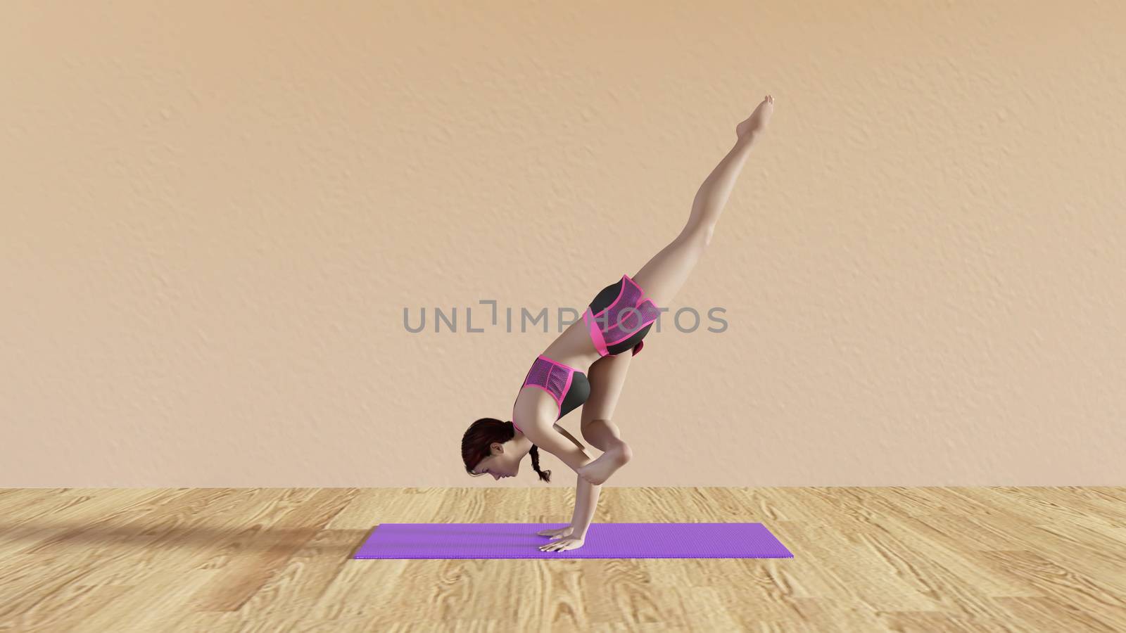 Yoga Class Fallen Angel Pose Illustration with Female Instructor 
