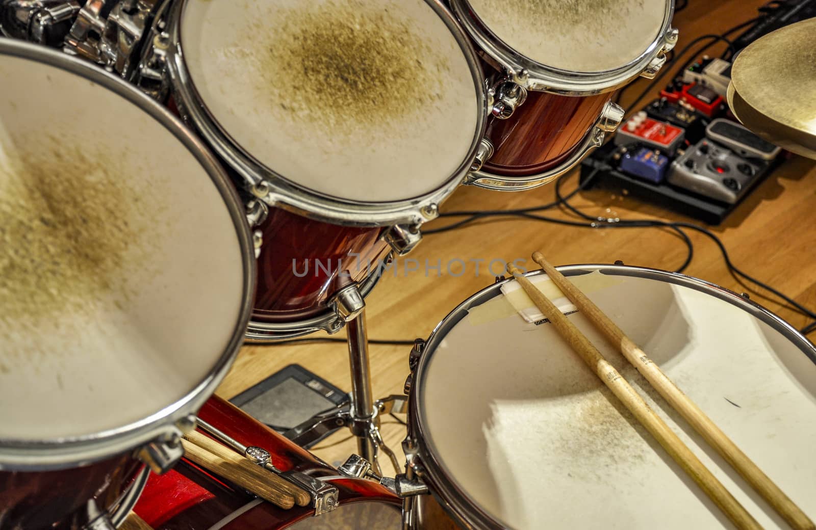 old drums in a studio by edella