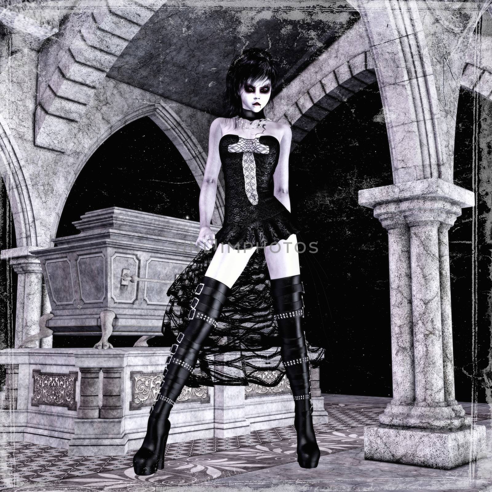 3D Illustration; 3D Rendering of a gothic Female by 3quarks