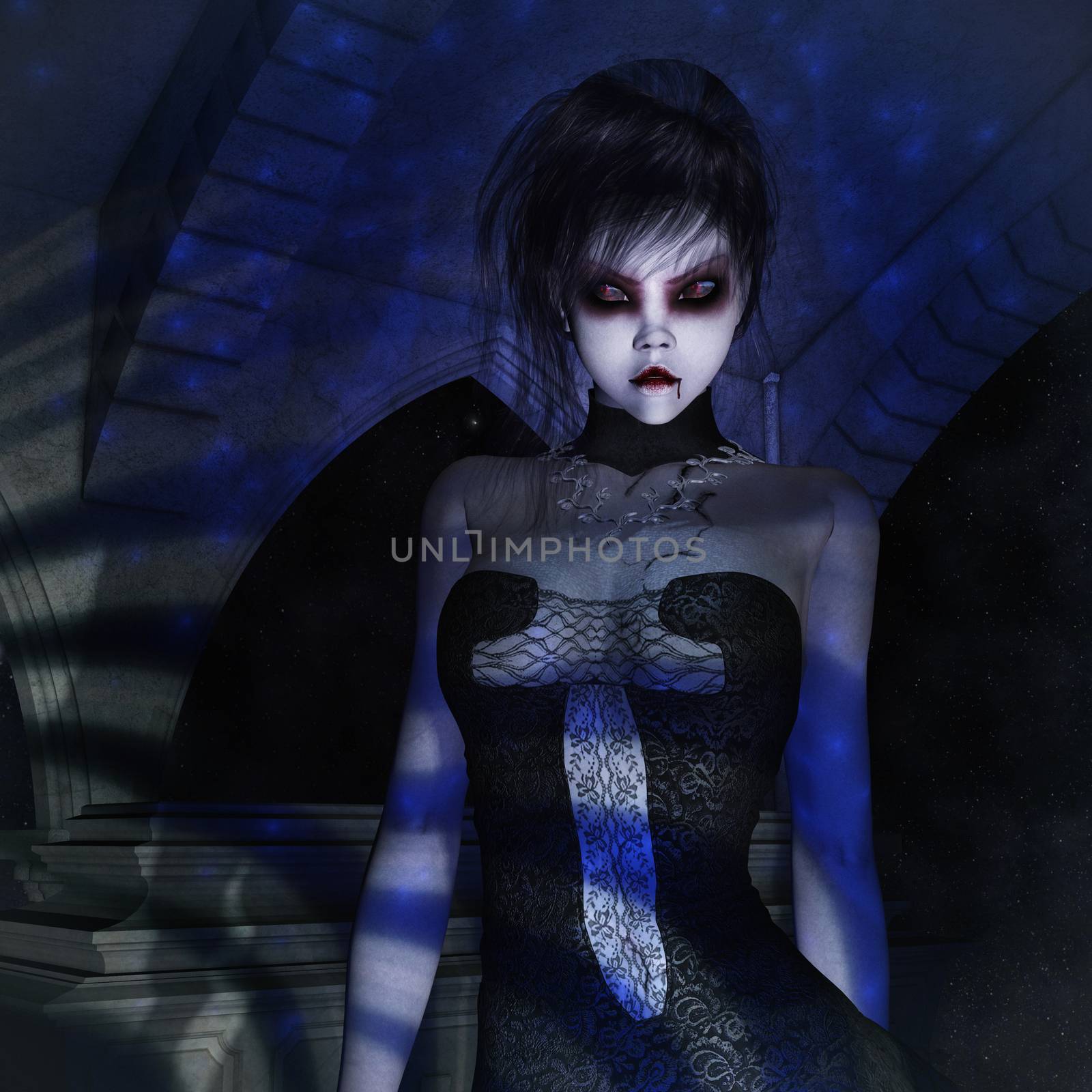 3D Illustration; 3D Rendering of a gothic Female