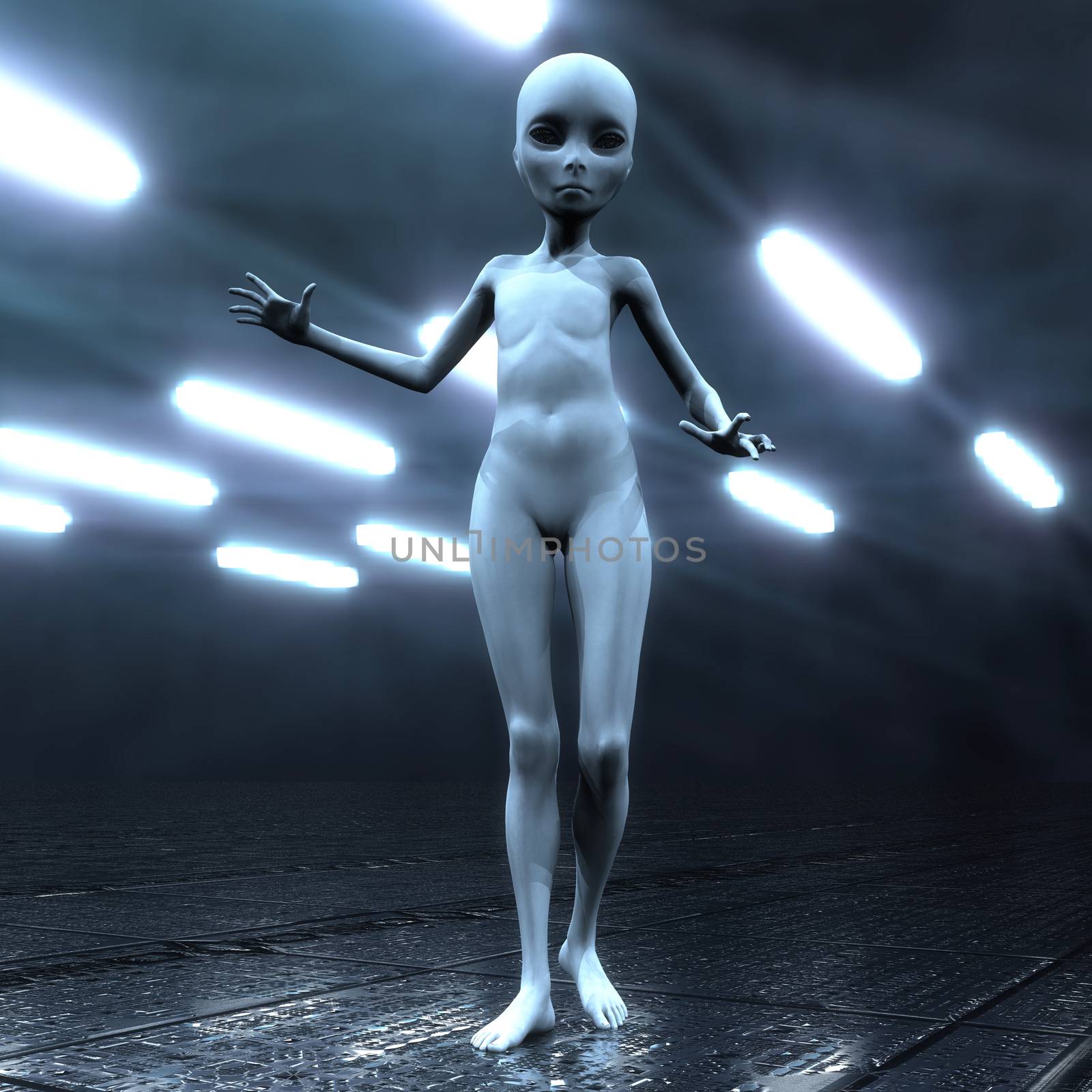 3D Illustration; 3D Rendering of an Alien by 3quarks