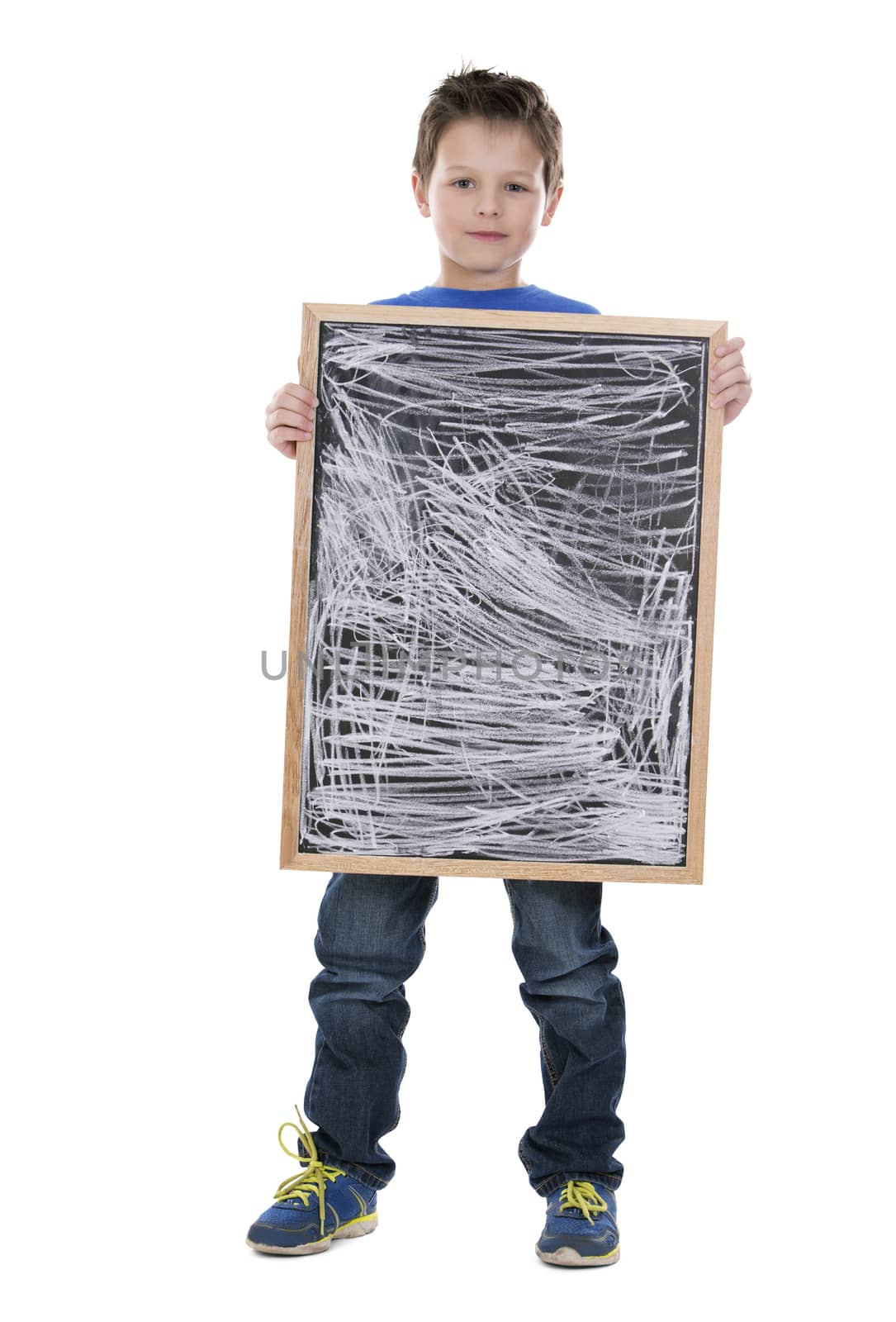 boy holding chalk board by zdenkadarula