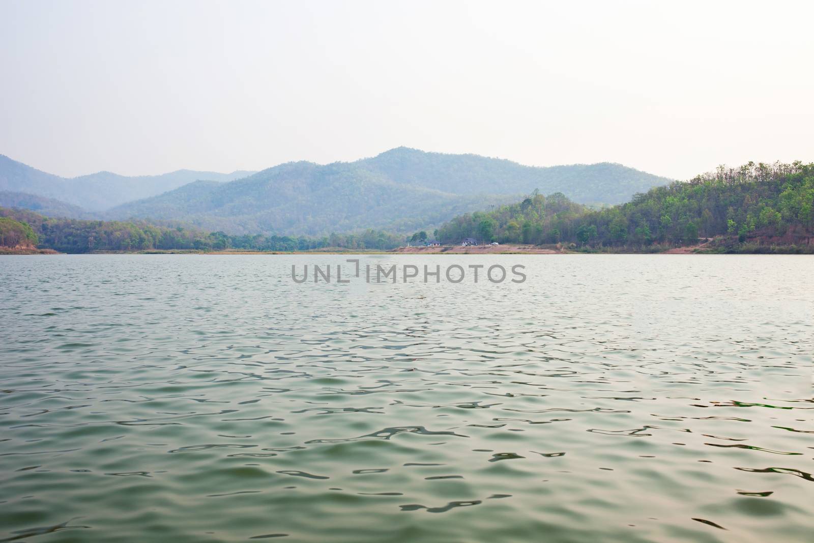 Landscape with a river and mountain in Asia,Thailand .