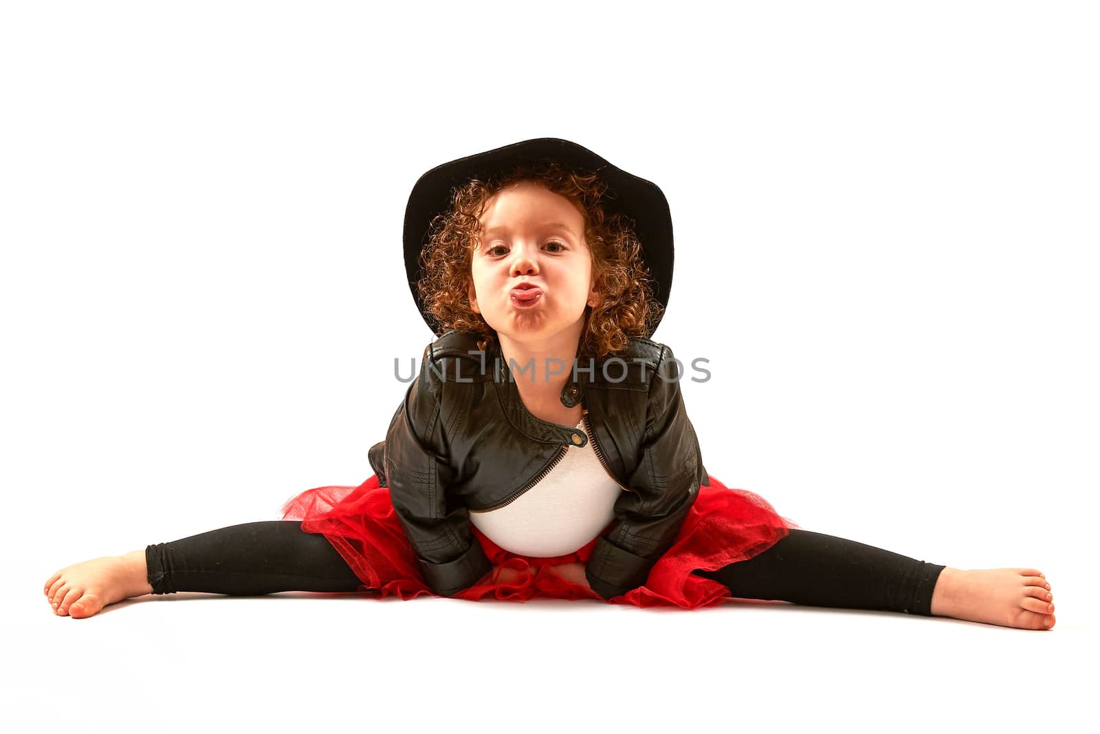 Little Girl Fashion Model With Black Hat by Multipedia