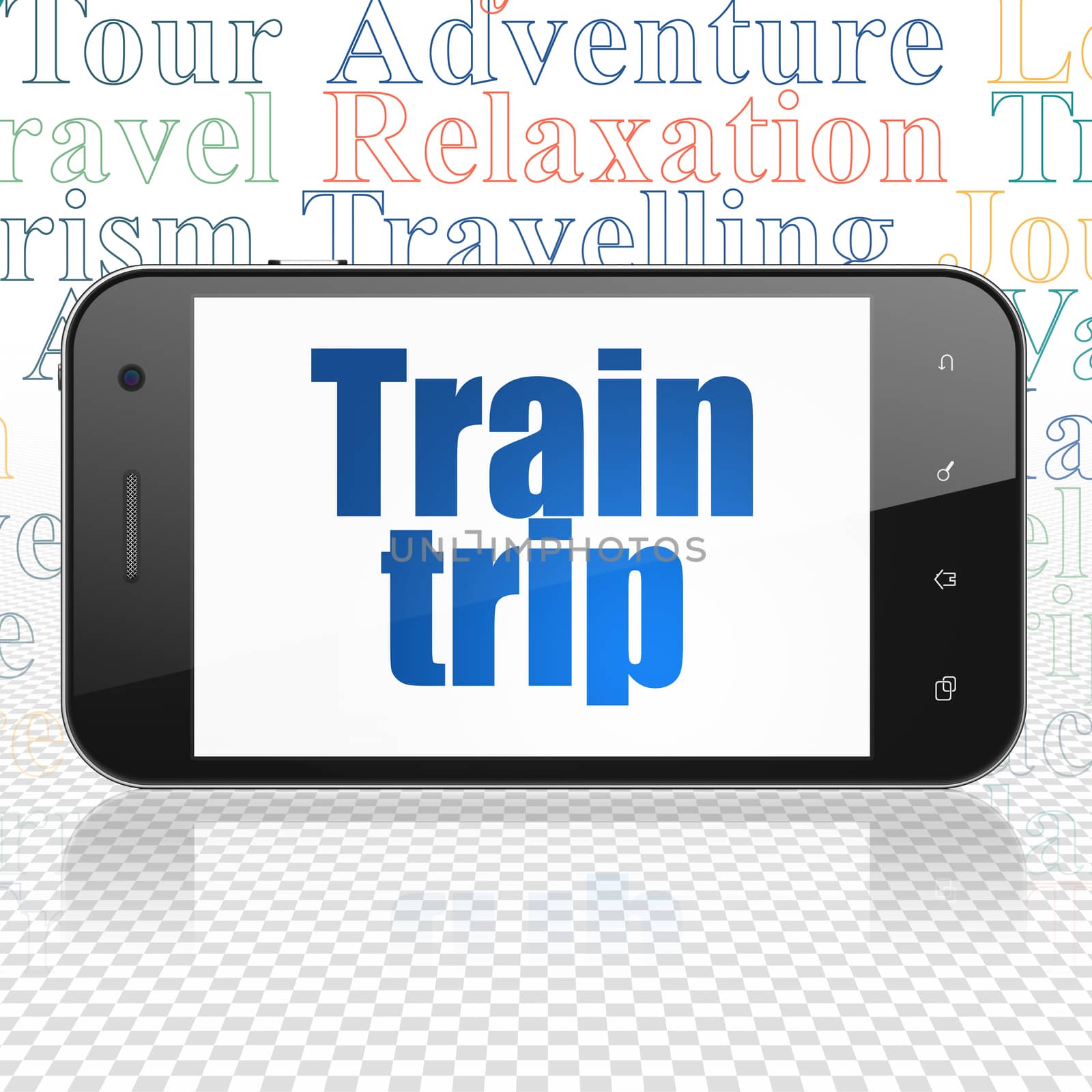 Travel concept: Smartphone with Train Trip on display by maxkabakov