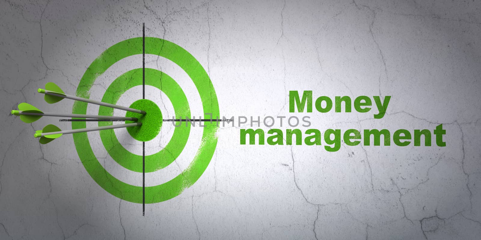 Banking concept: target and Money Management on wall background by maxkabakov