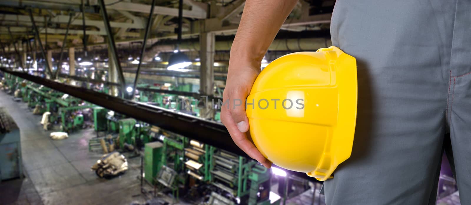 Worker with safety helmet  by rusak