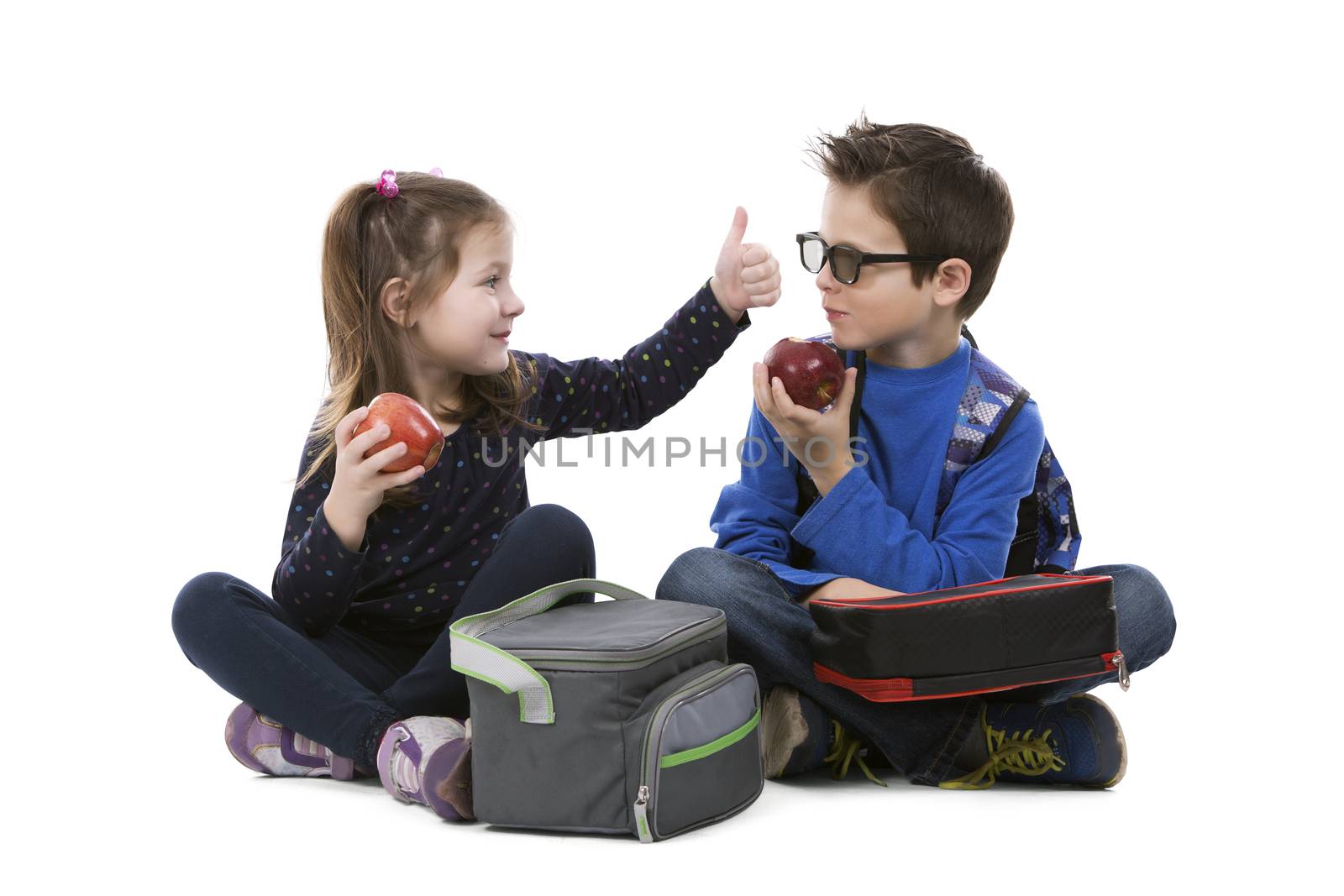 boy and girl having a lunch by zdenkadarula