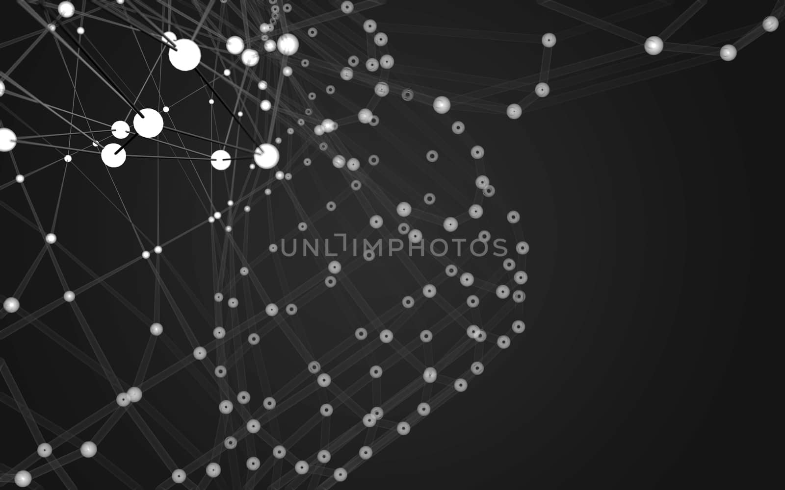 Abstract polygonal space low poly dark background with connecting dots and lines. Connection structure.