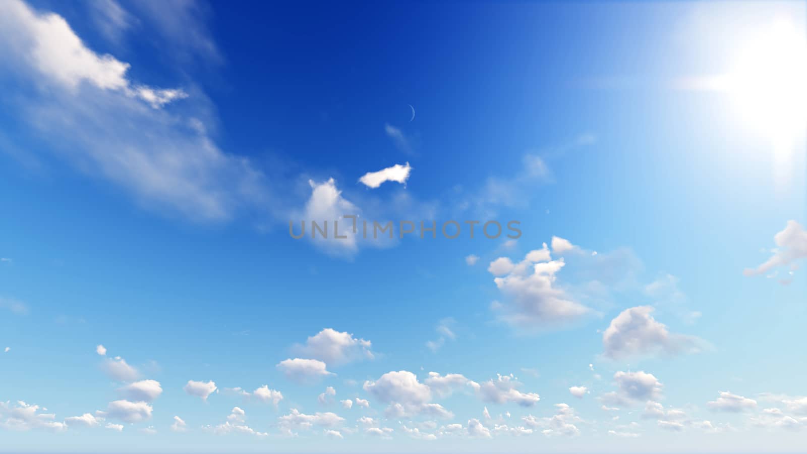 Cloudy blue sky abstract background, blue sky background with tiny clouds, 3d rendering

