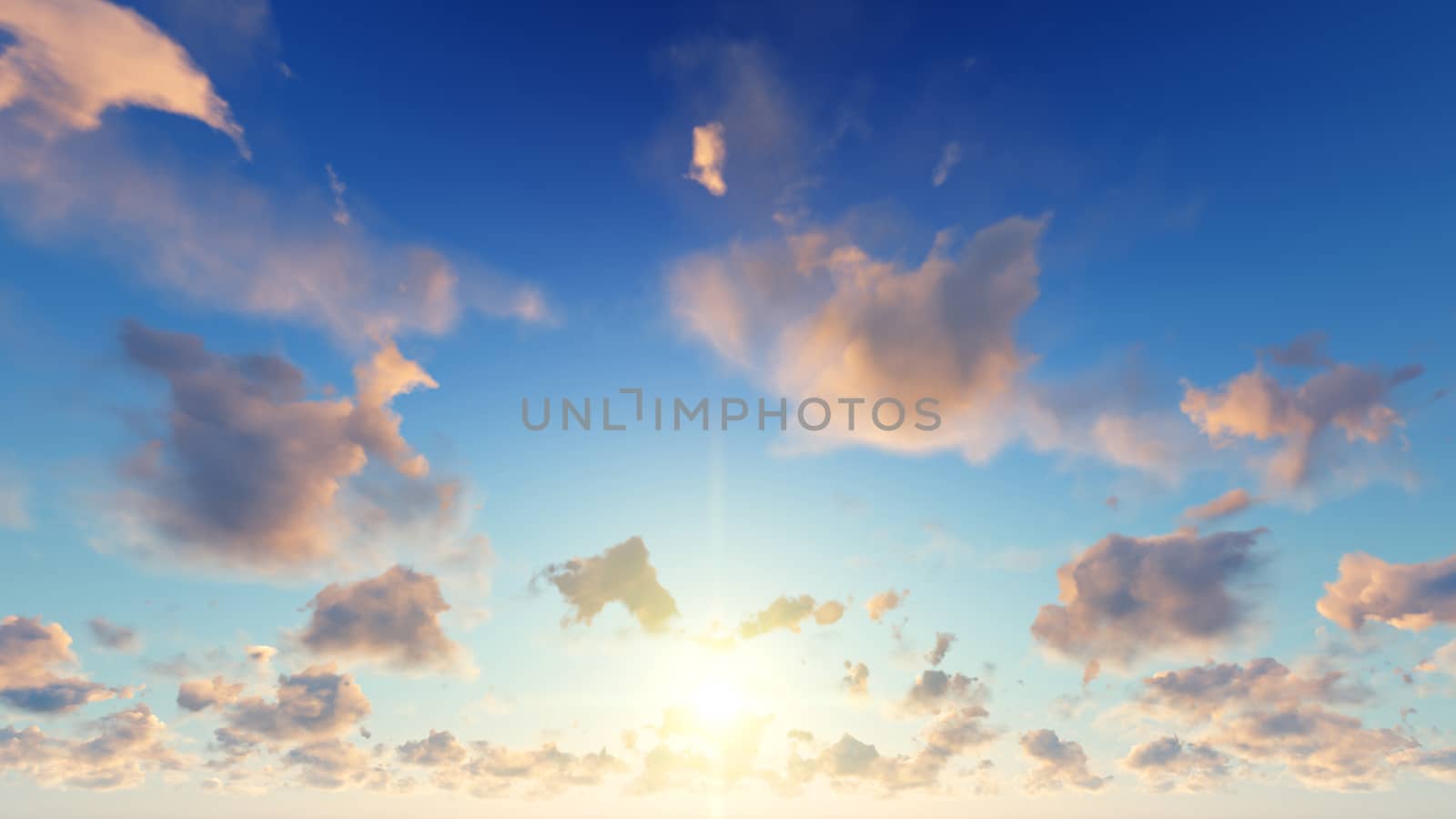 Cloudy blue sky abstract background, blue sky background with tiny clouds, 3d rendering

