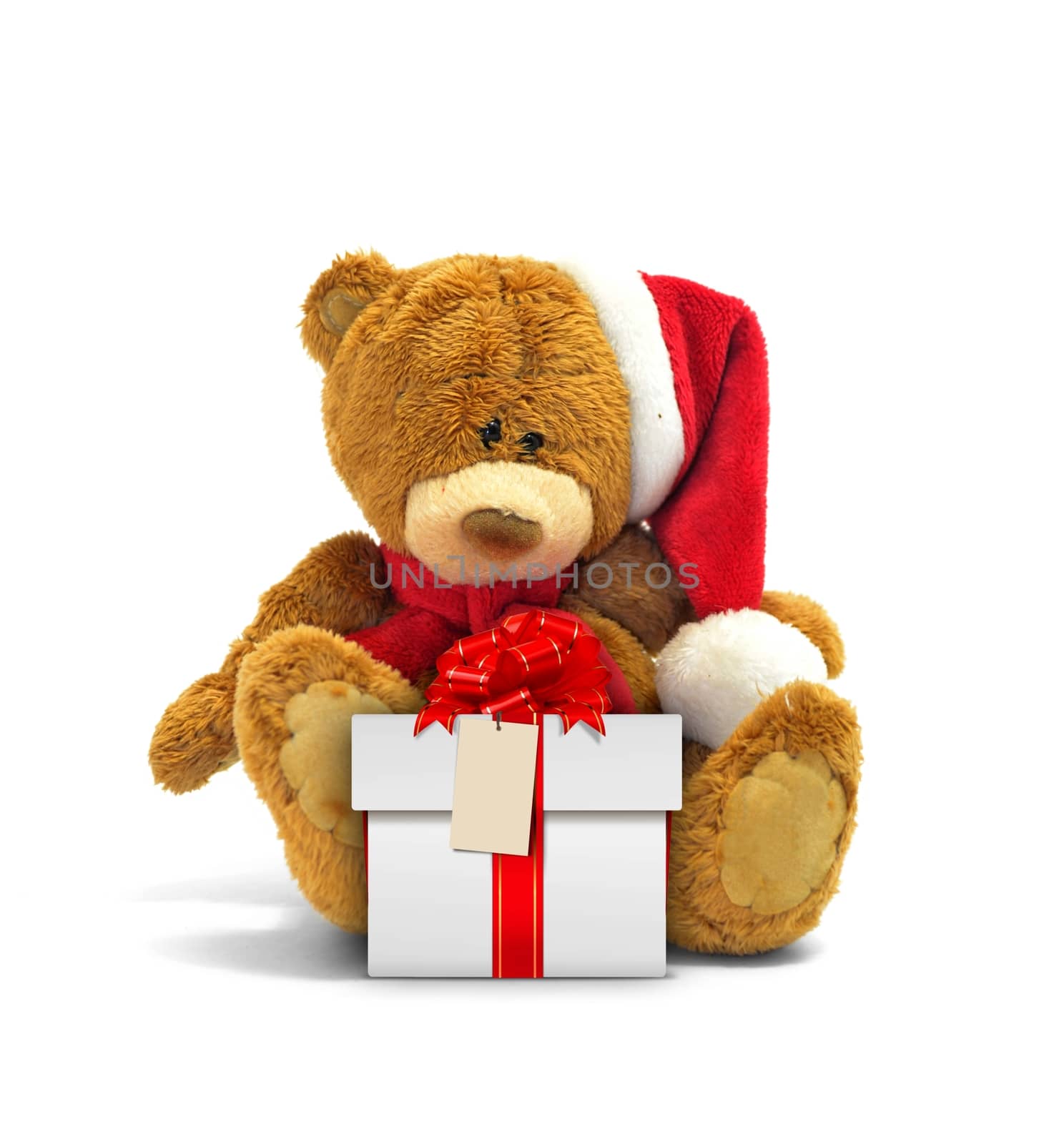Teddy bear and gift box with red ribbon by razihusin