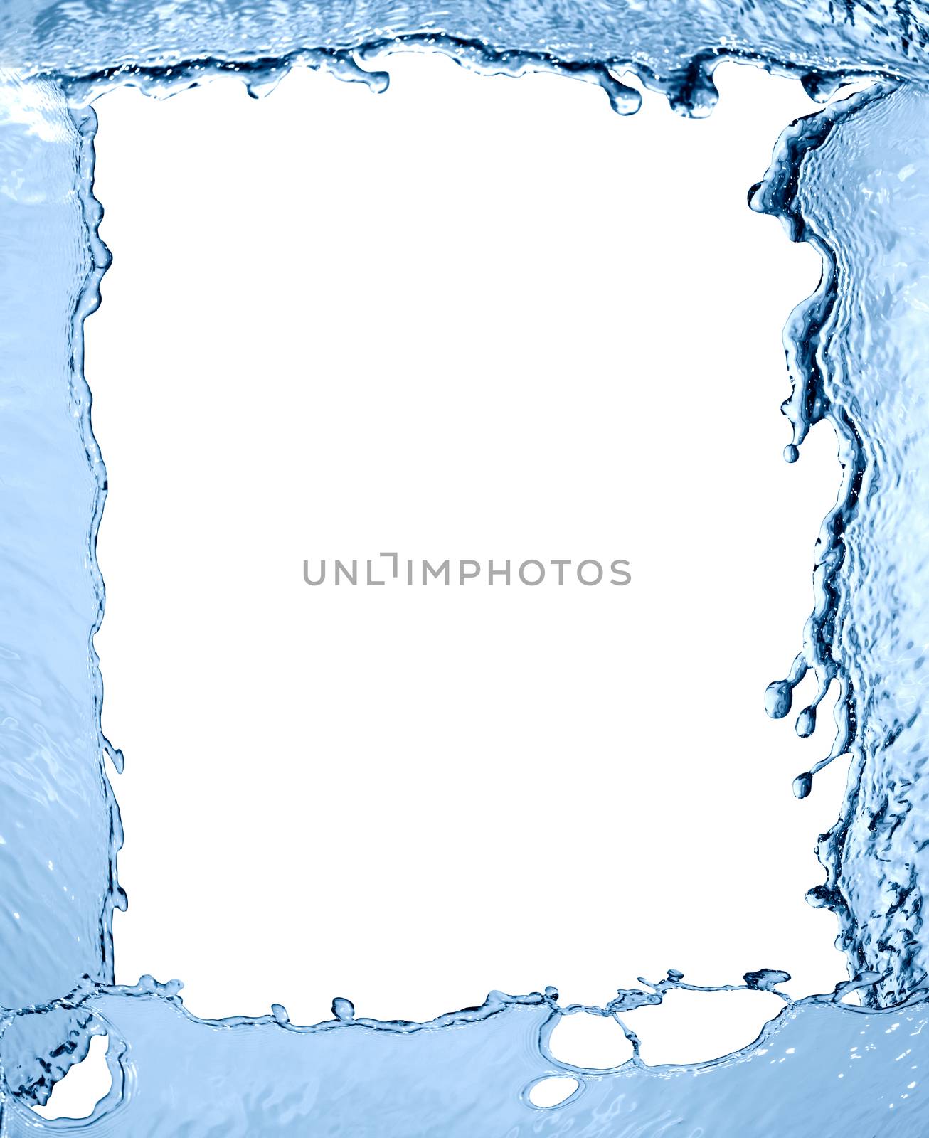 Nice frame made from splashing water on white background