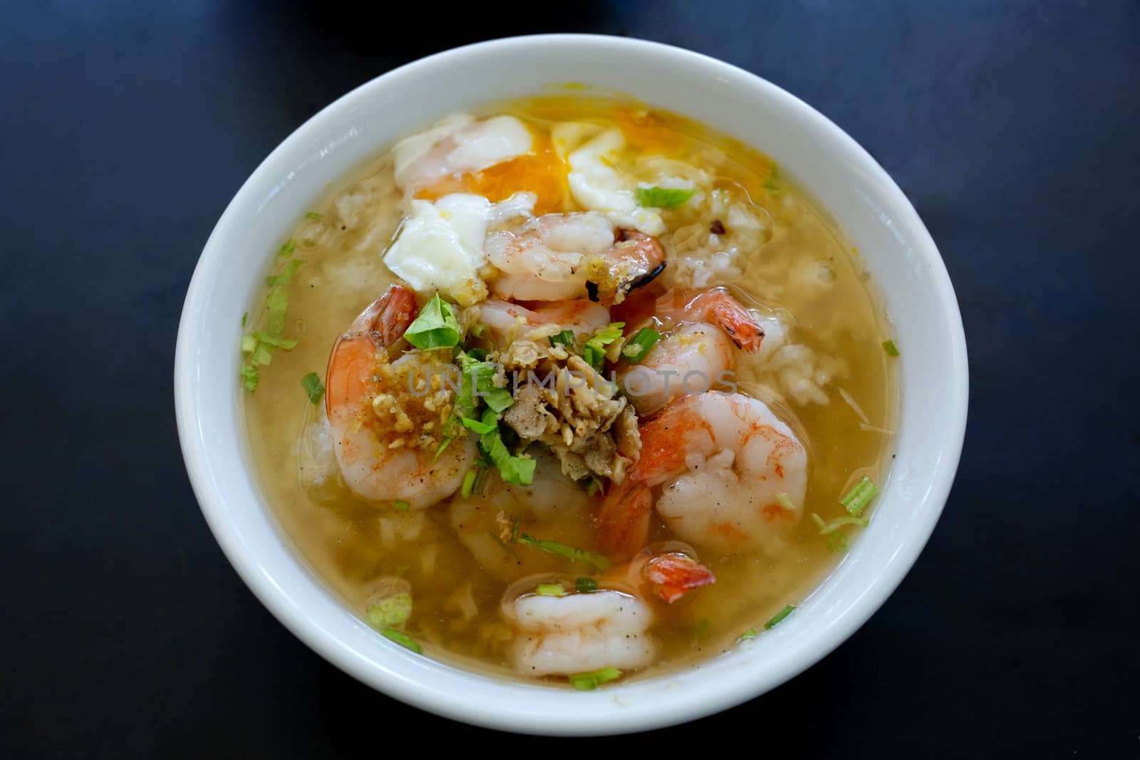Thai Rice Soup With Shrimp (Khao Tom Goong) by art9858