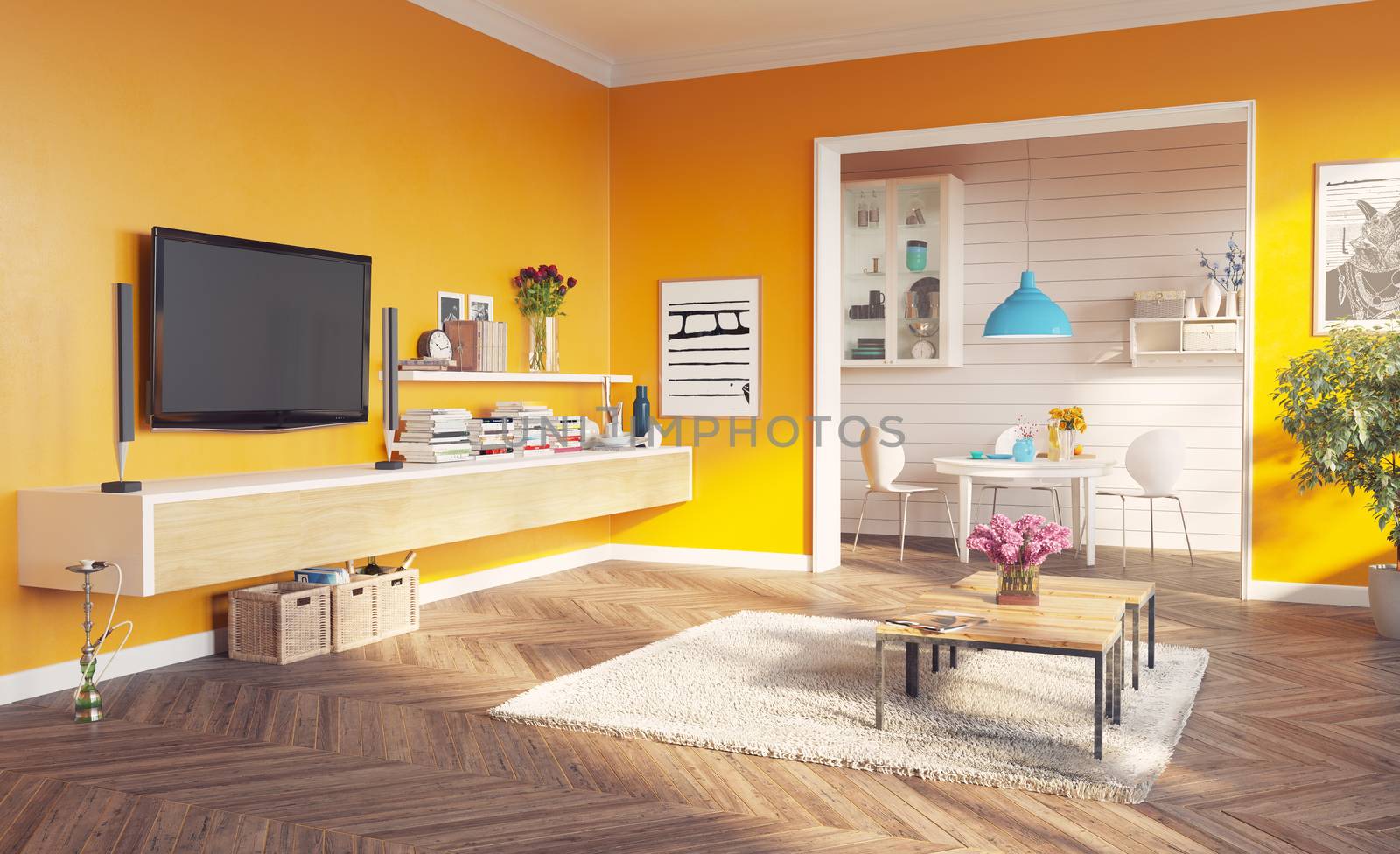 modern living room interior. 3d rendering design concept