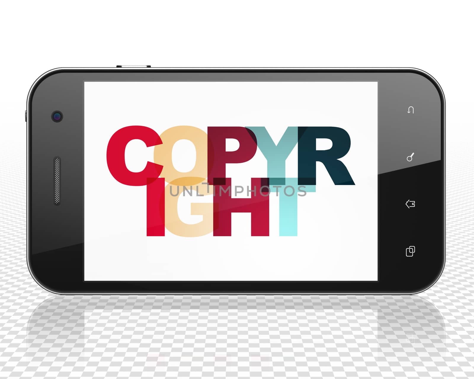 Law concept: Smartphone with Copyright on  display by maxkabakov