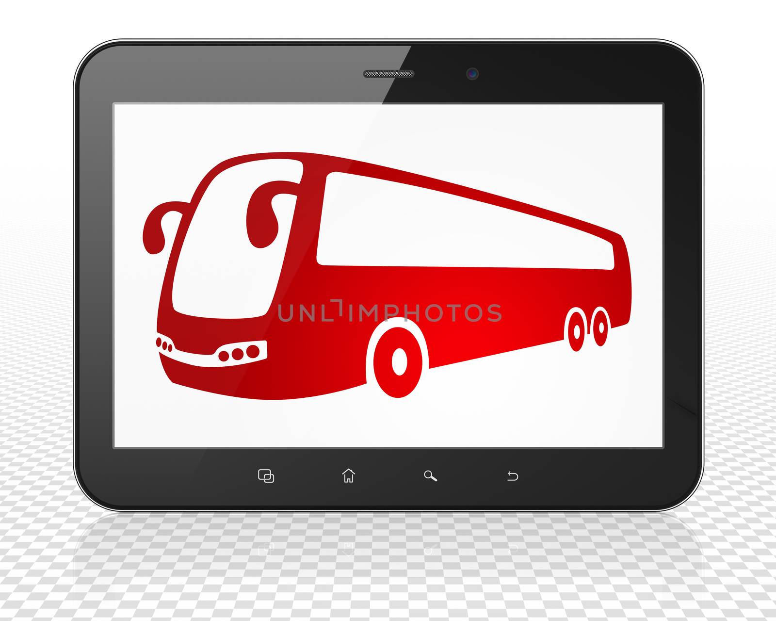 Vacation concept: Tablet Pc Computer with Bus on display by maxkabakov