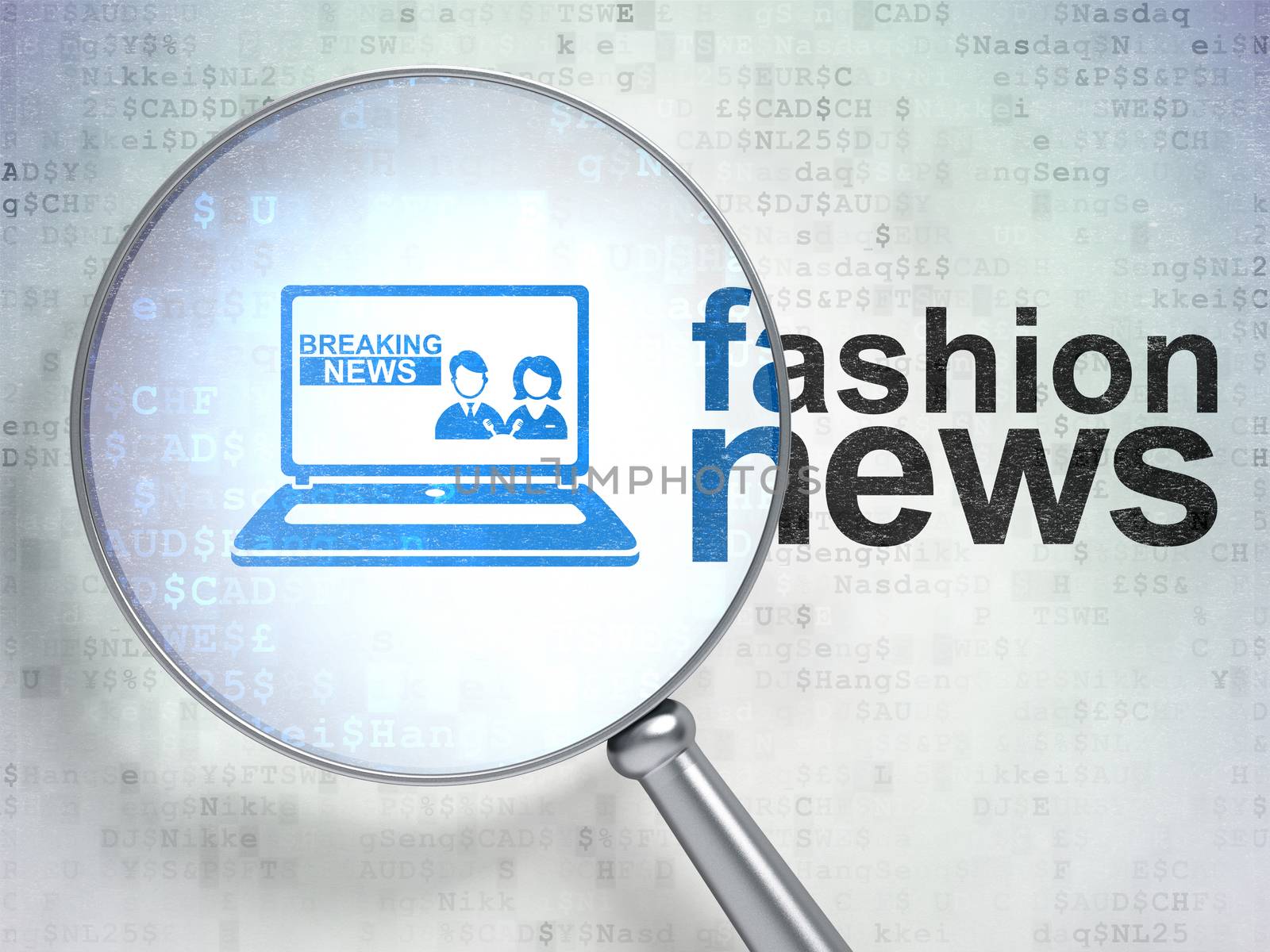 News concept: Breaking News On Laptop and Fashion News with optical glass by maxkabakov