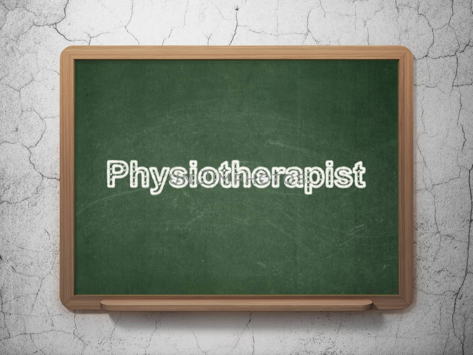 Medicine concept: Physiotherapist on chalkboard background by maxkabakov