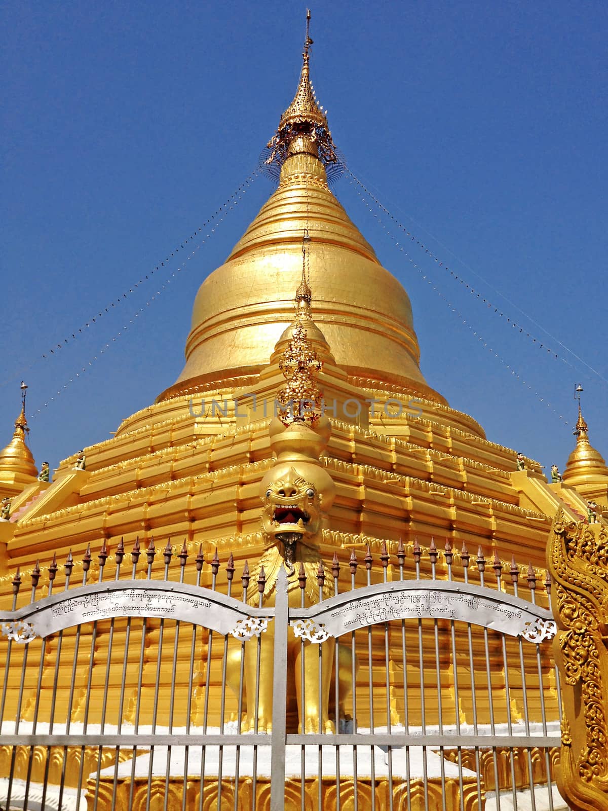 MANDALAY,MYANMAR-APR 19 : Kuthodaw Pagoda is a Buddhist stupa, located in Mandalay, Burma (Myanmar), that contains the world's largest book.This Pagoda was built in 1859 AD on April 19,2013,Mandalay city in Myanmar.