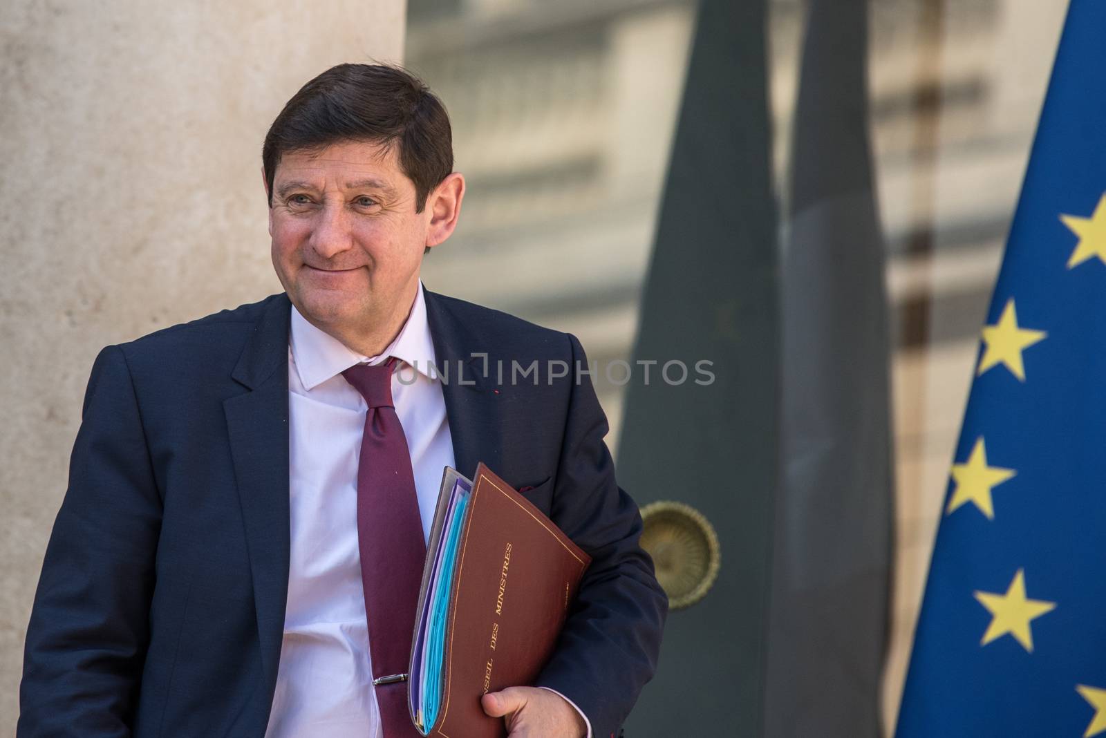 FRANCE, Paris: French minister for Cities, Youth and Sport Patrick Kanner leaves the Elysee presidential Palace following the weekly cabinet meeting, on April 20, 2016 in Paris.