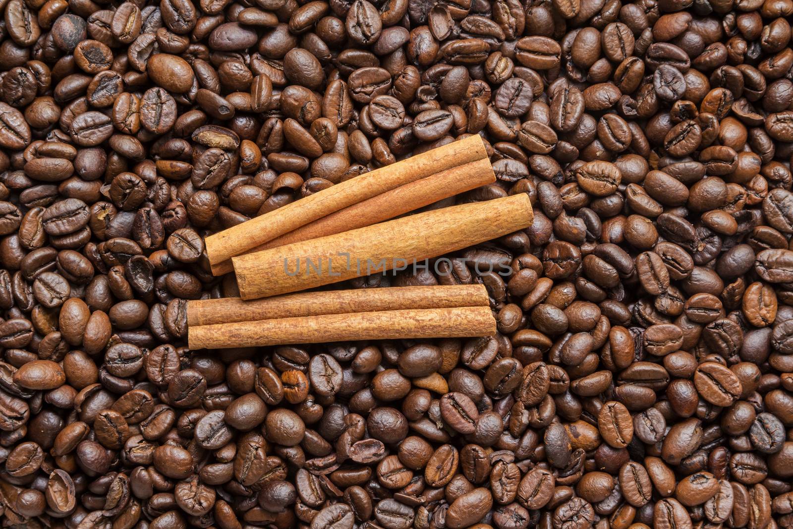cinnamon sticks and coffee beans background
