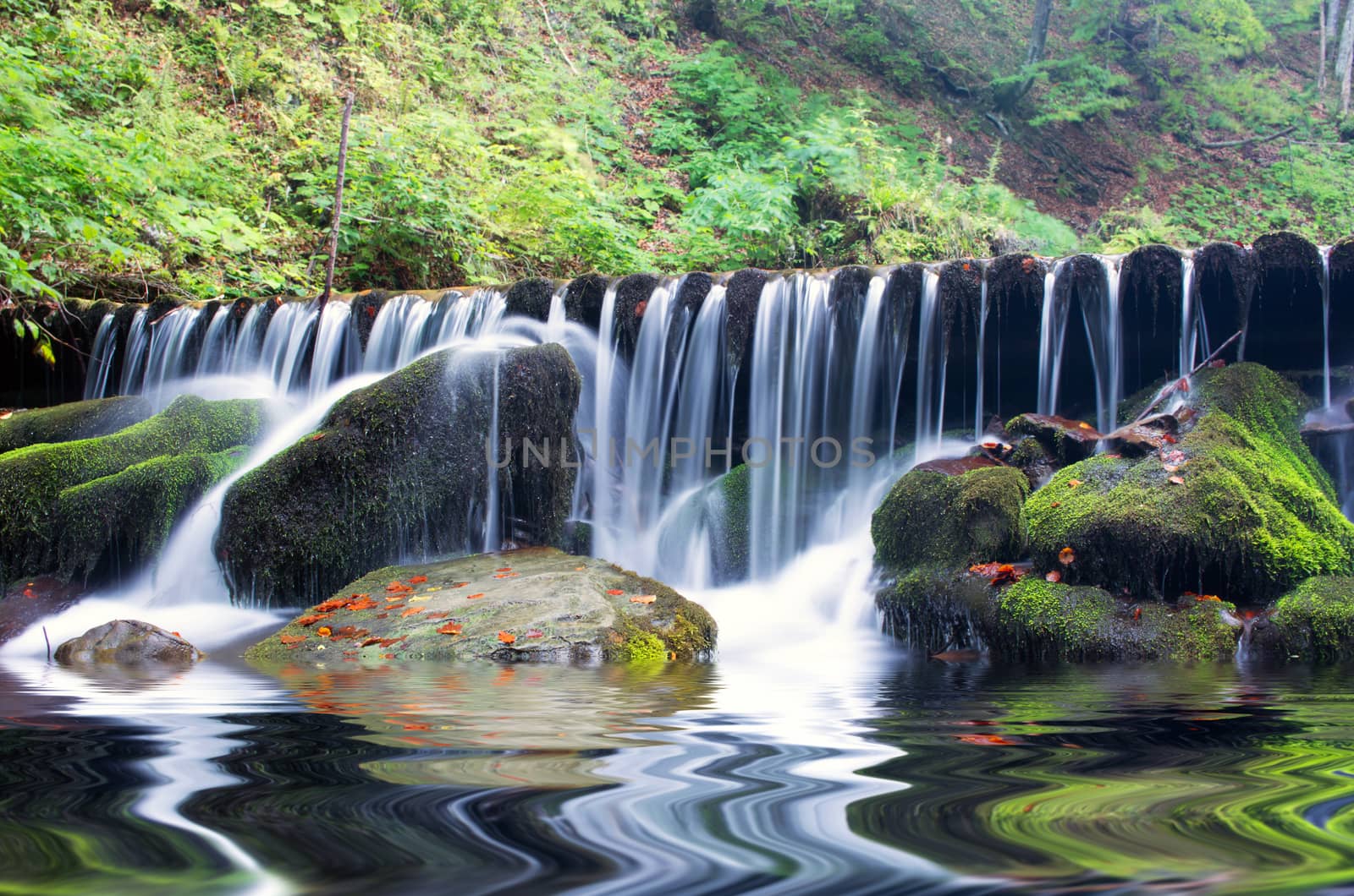 beautiful waterfall scene, ukraine carpathian shipot waterfall