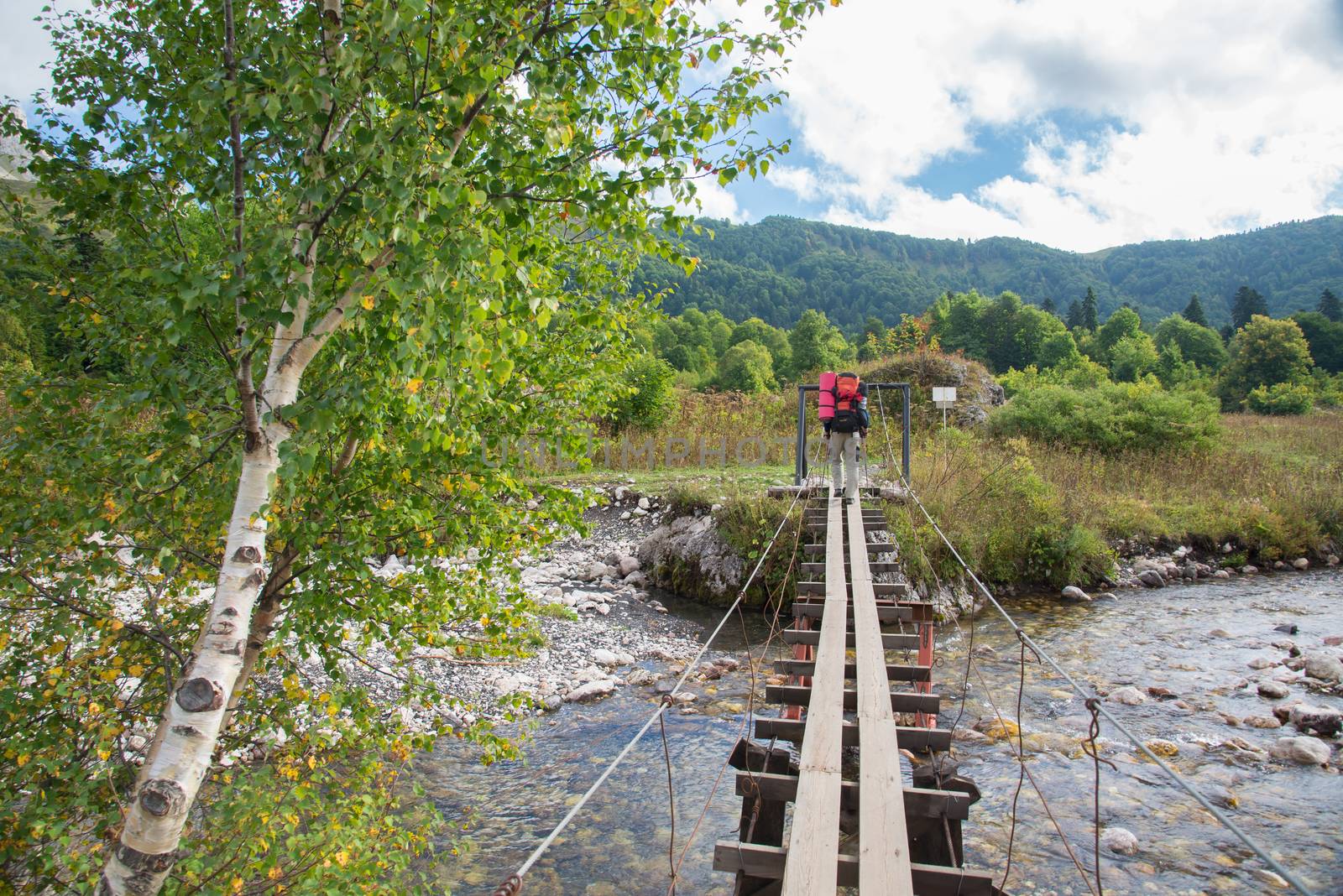 Tourist trip in the mountains of North-West Caucasus