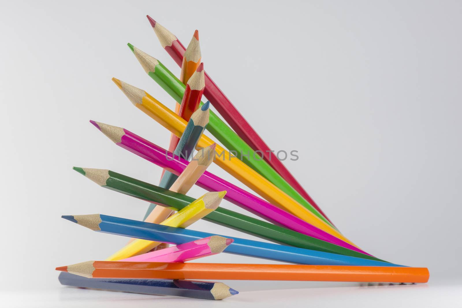 Abstract composition of a set wooden colour pencils
 by Tofotografie