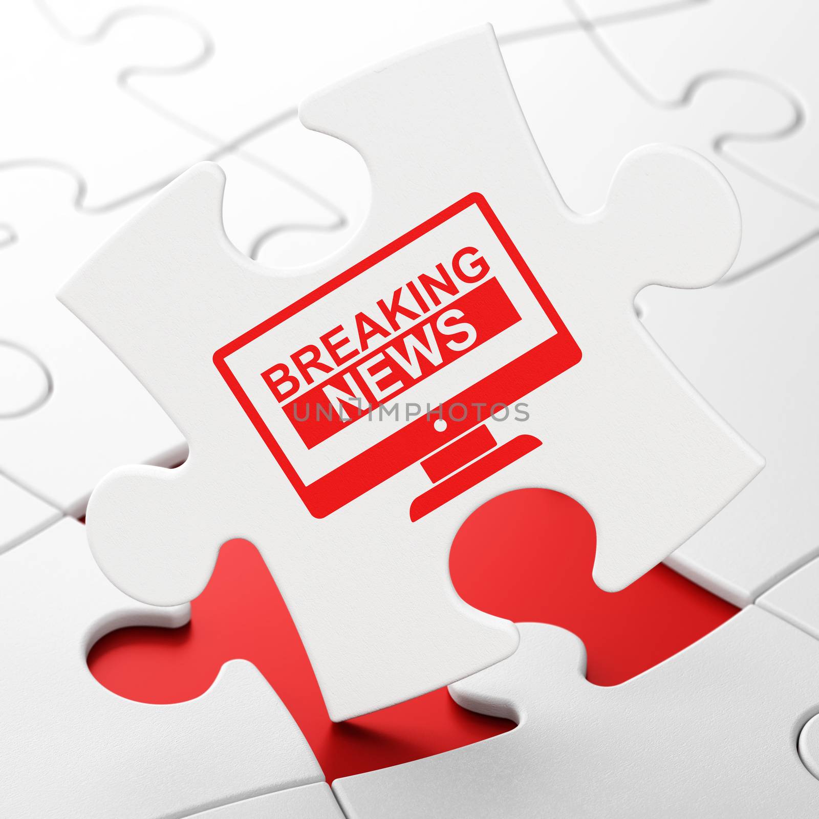 News concept: Breaking News On Screen on puzzle background by maxkabakov