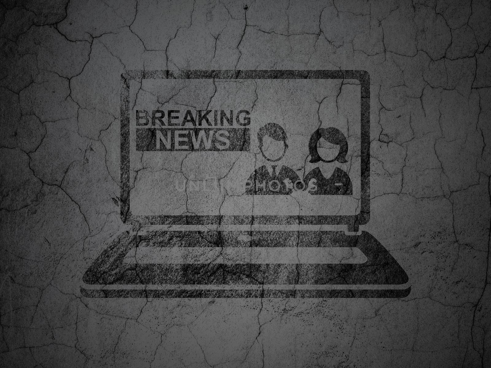 News concept: Breaking News On Laptop on grunge wall background by maxkabakov